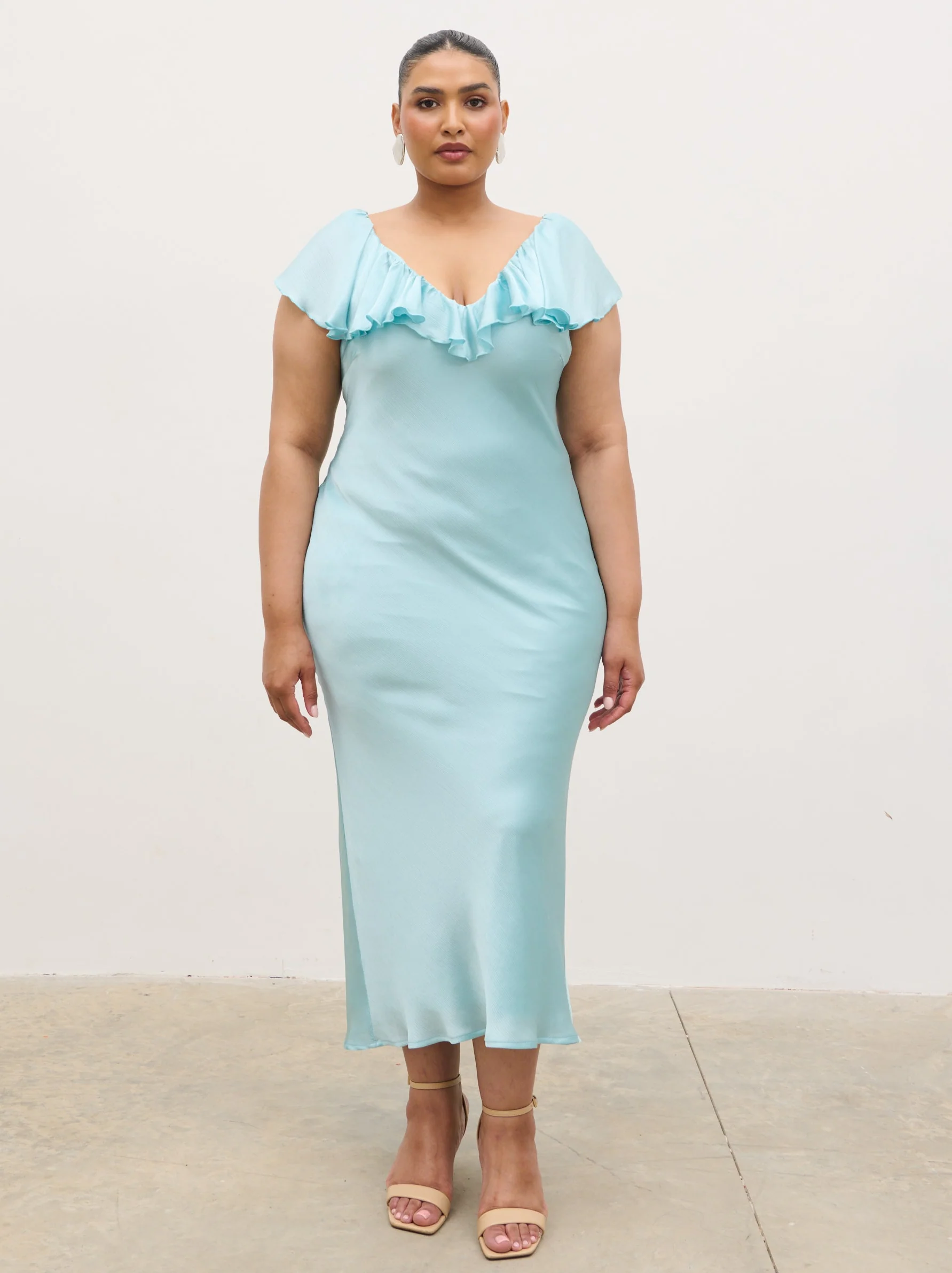 Adina Midaxi Dress Curve - Seaspray Blue
