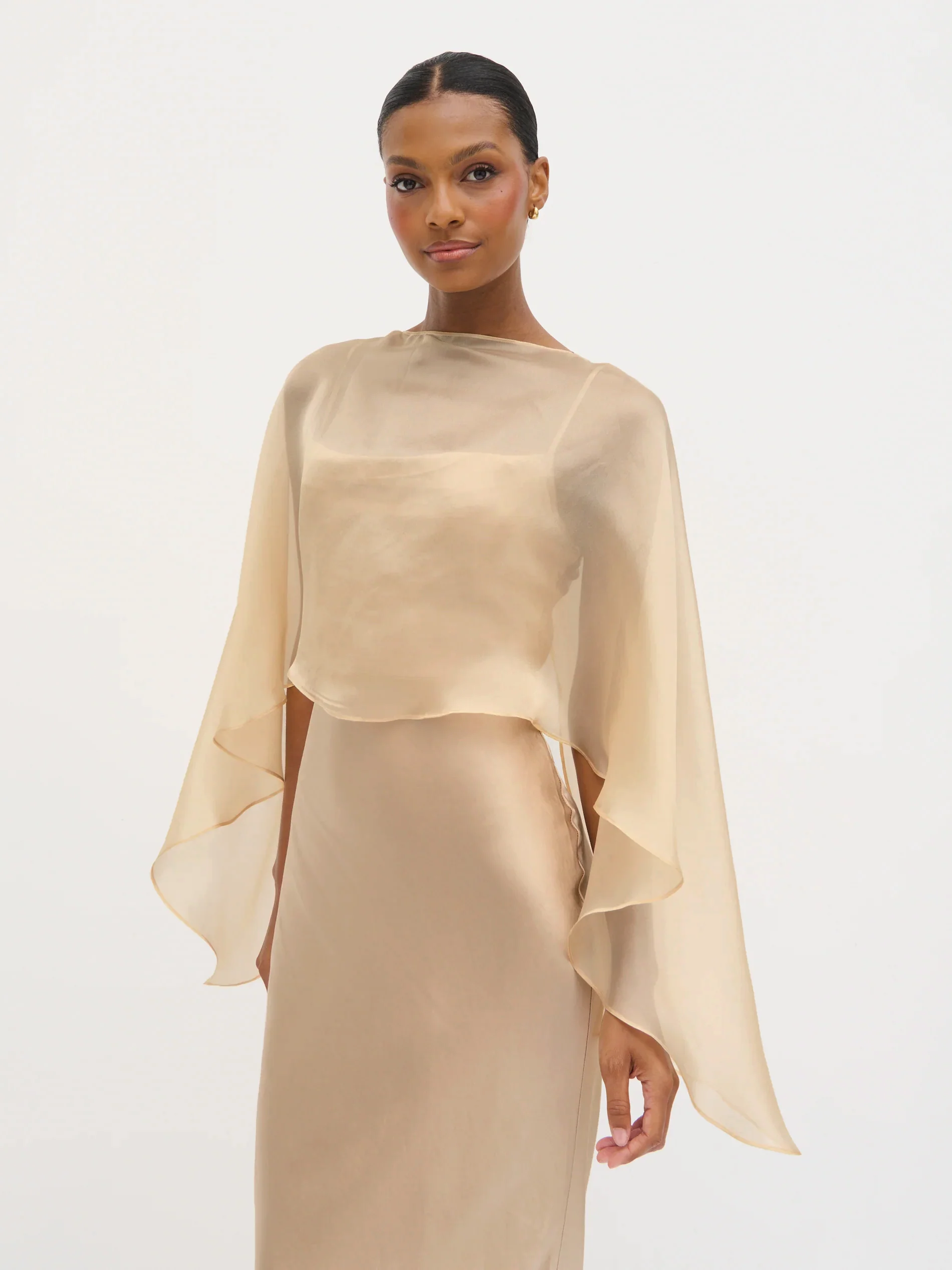 Alaia Organza Cape - Bronze - Image 6