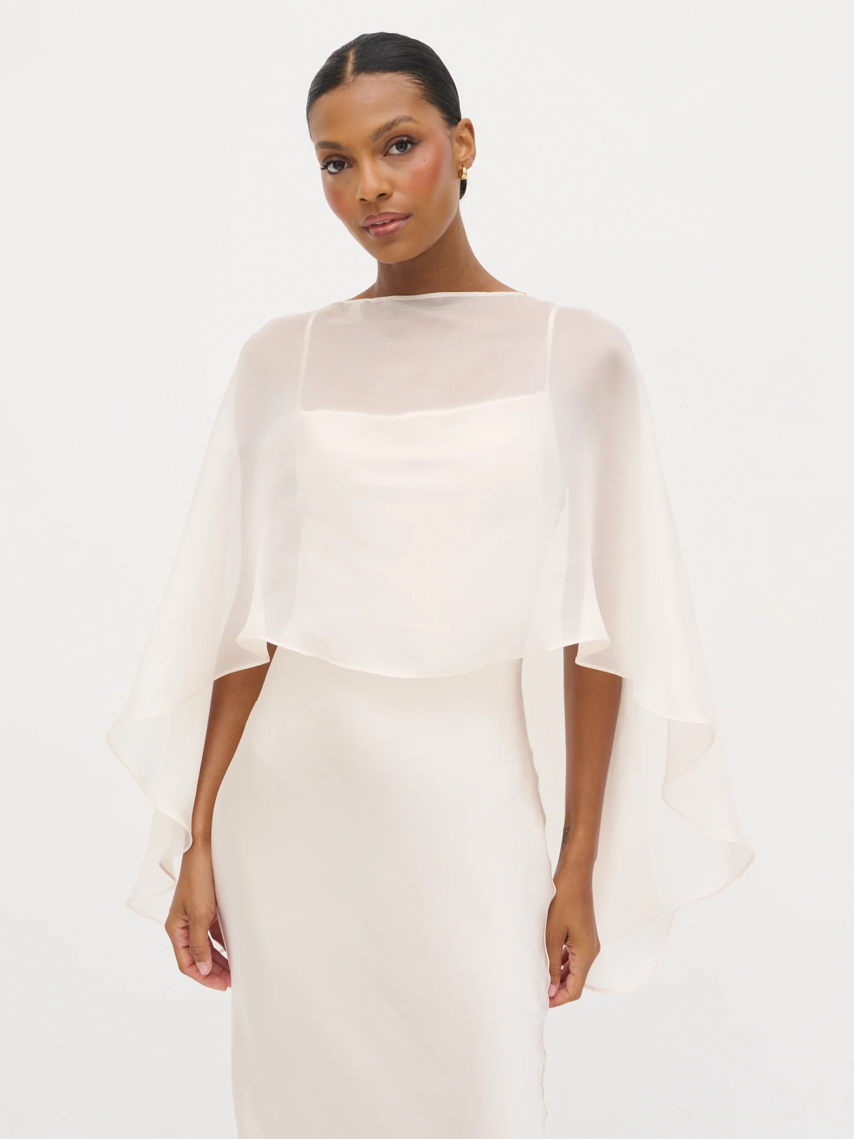 Alaia Organza Cape - Champagne - Image 2