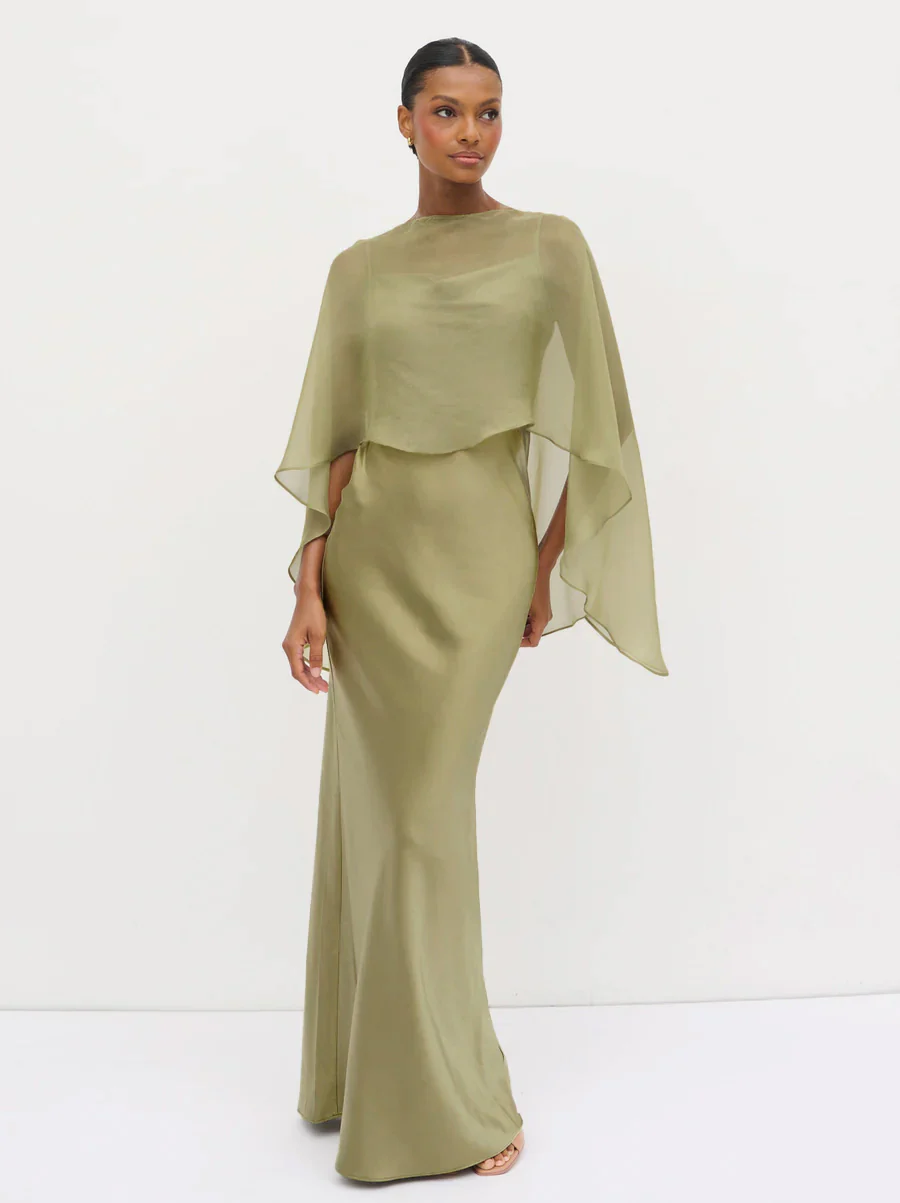 Alaia Organza Cape - Olive - Image 3