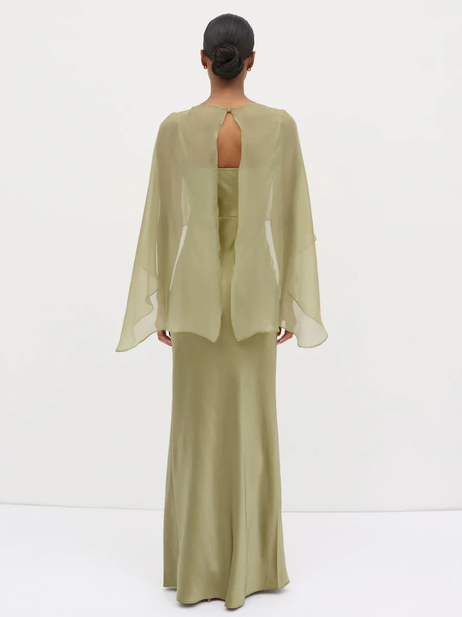 Alaia Organza Cape - Olive - Image 6