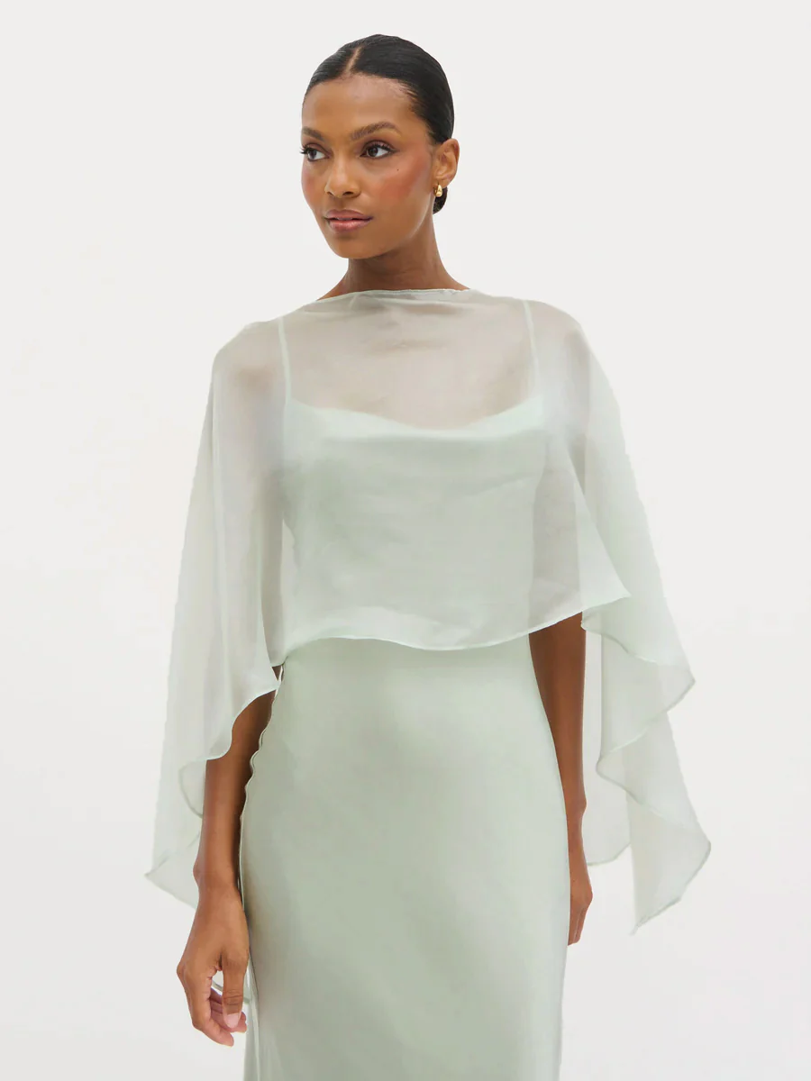 Alaia Organza Cape - Sage - Image 5