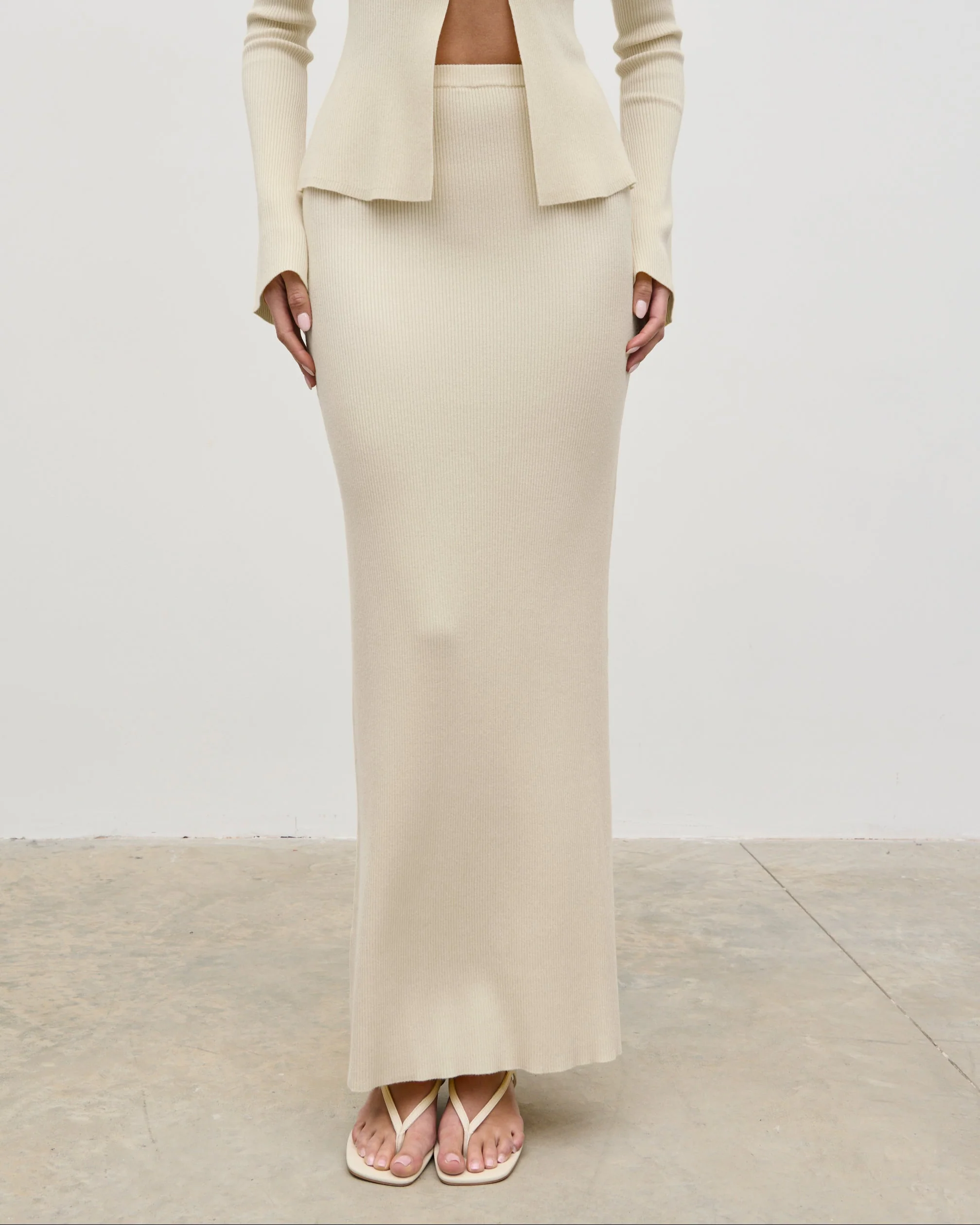 Clemmie Knit Maxi Skirt - Stone - Image 5