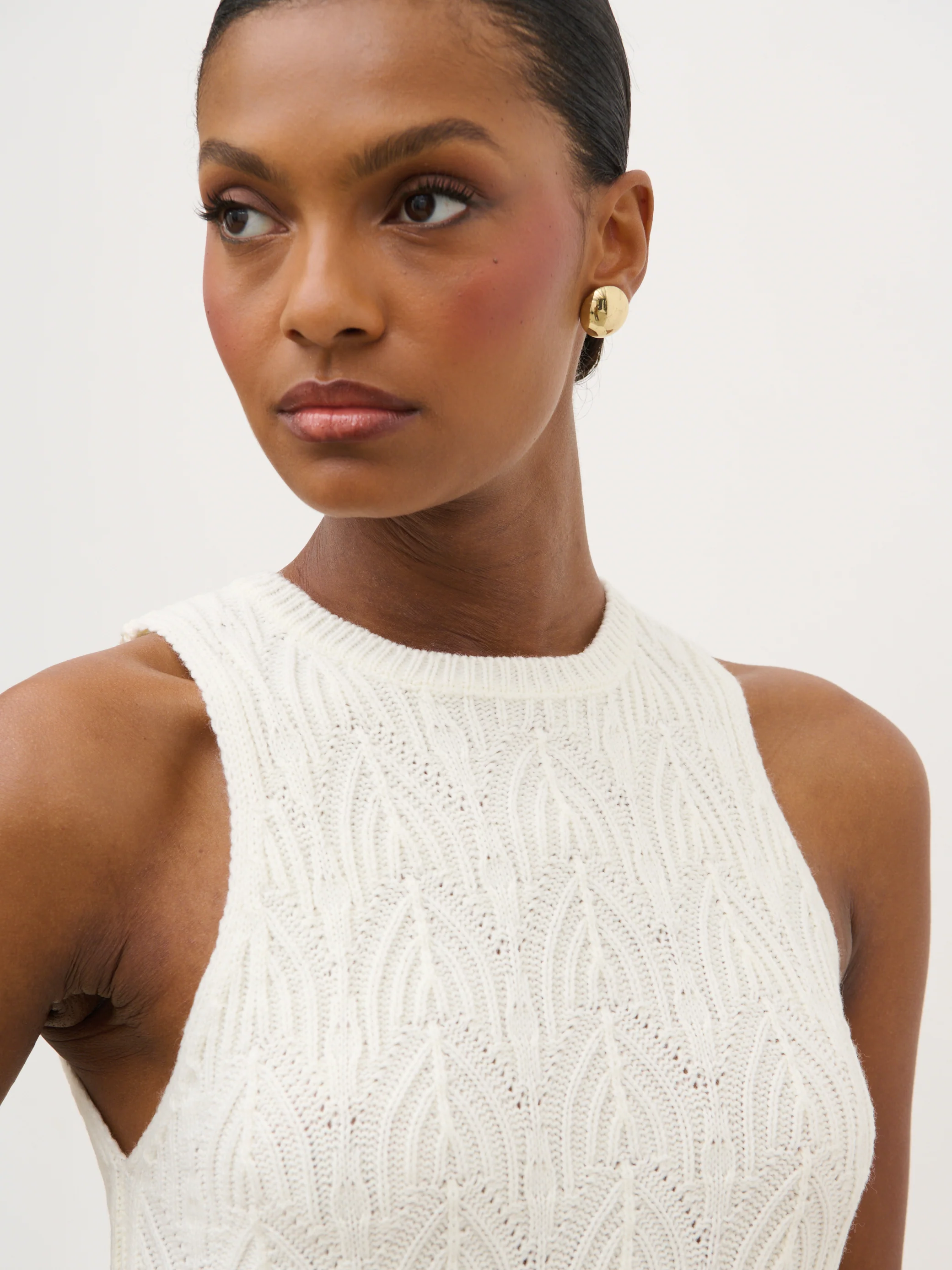 Cleo Rustic Knit Midaxi Dress - Cream - Image 4
