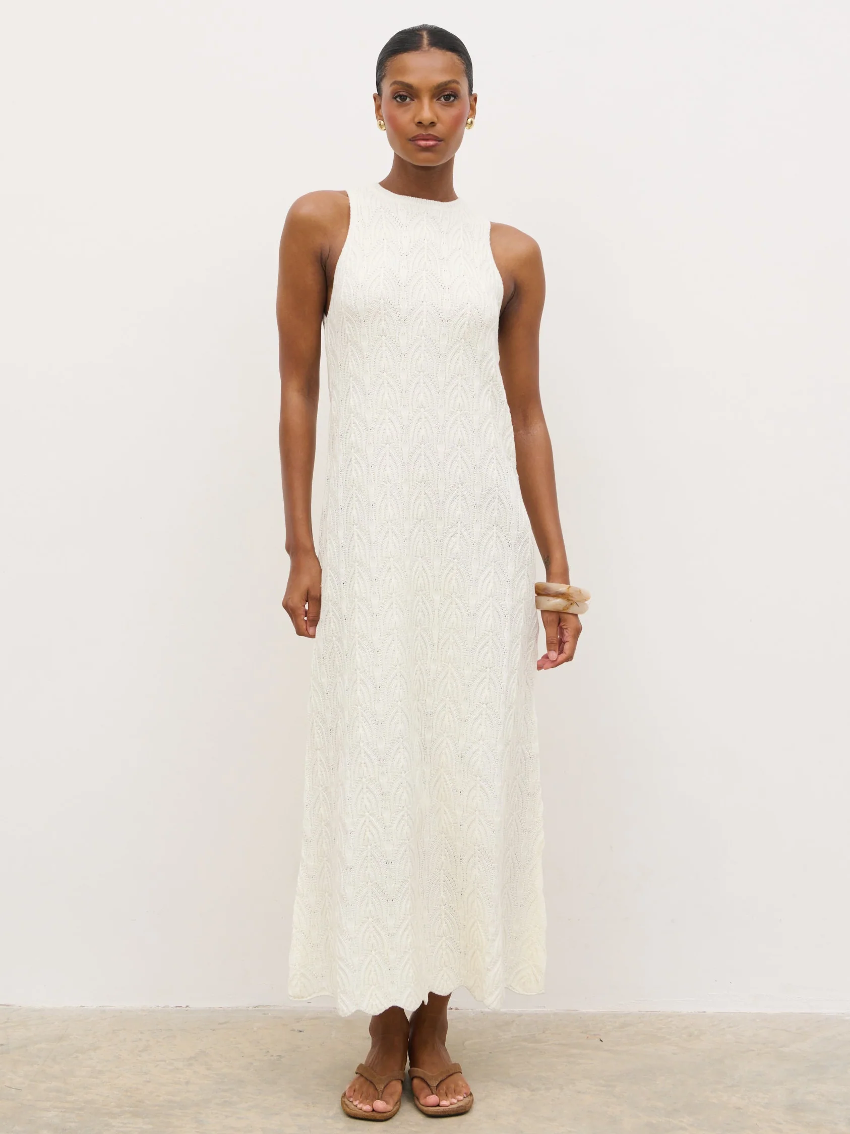 Cleo Rustic Knit Midaxi Dress - Cream - Image 7