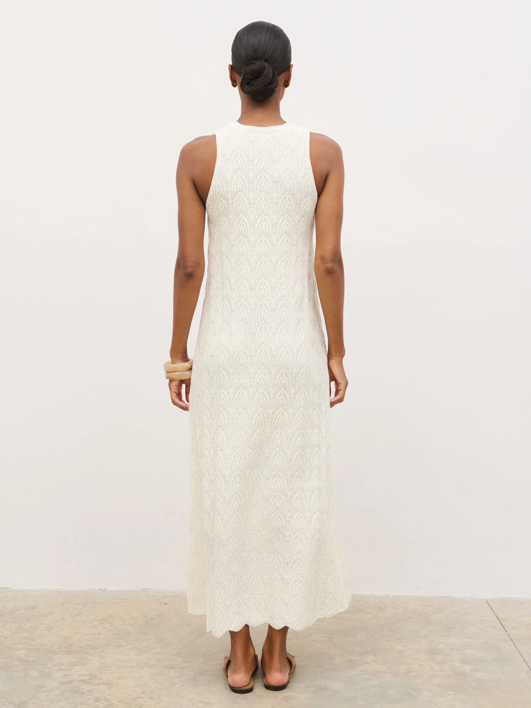 Cleo Rustic Knit Midaxi Dress - Cream - Image 8