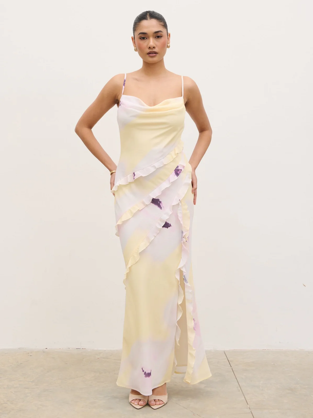 Constance Ruffle Maxi Dress - Watercolour Poppy - Image 2