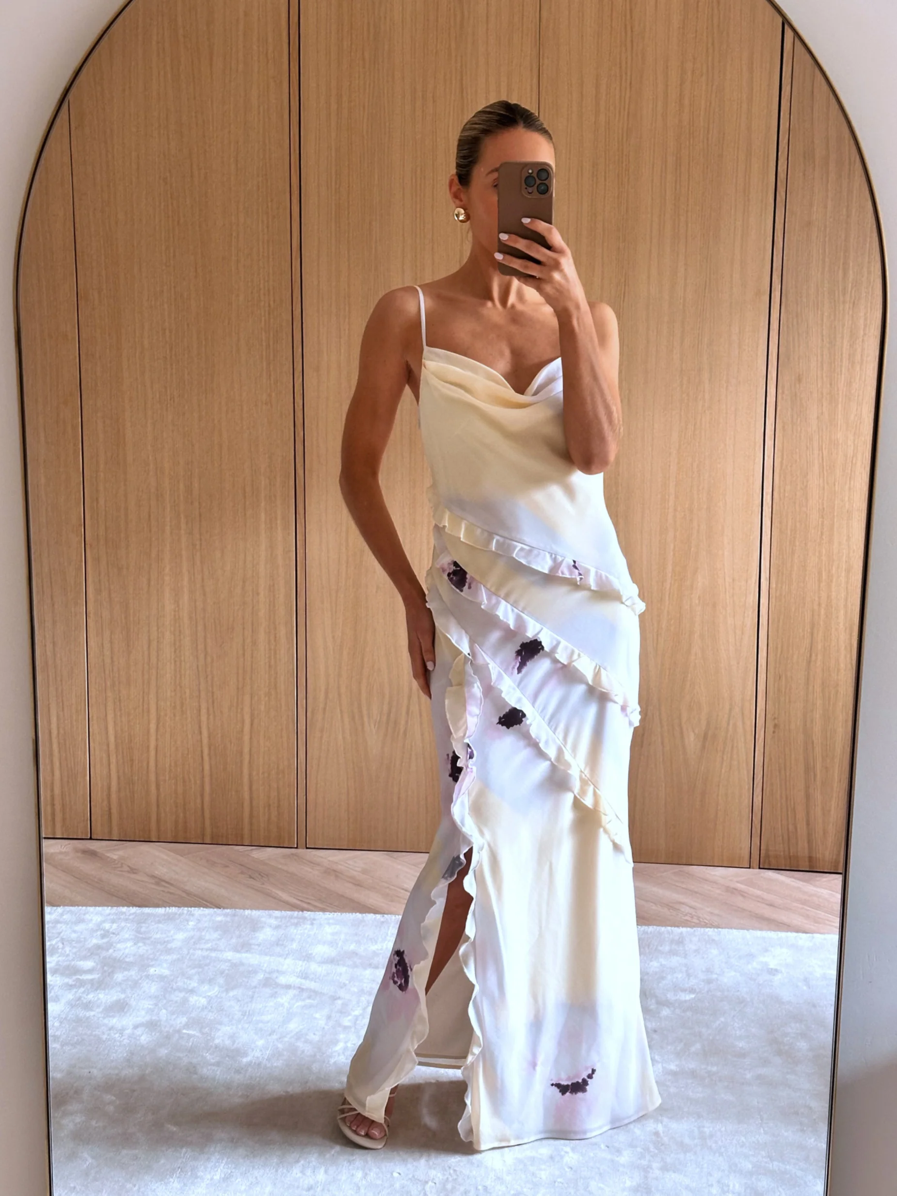 Constance Ruffle Maxi Dress - Watercolour Poppy - Image 3