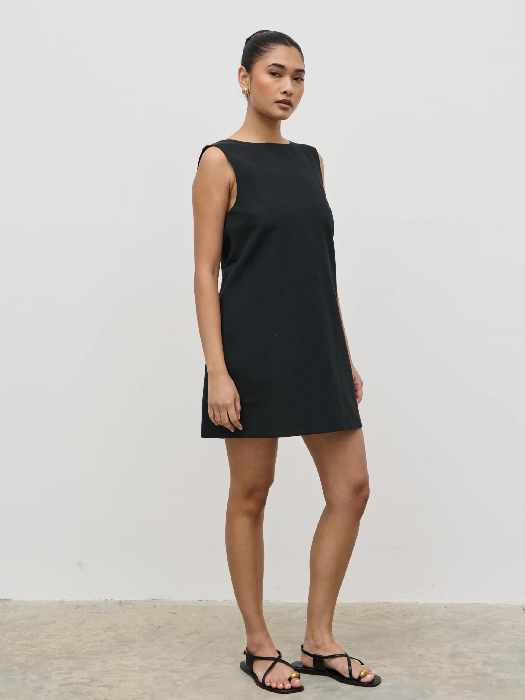 Darla Button Mini Dress - Black - Image 2