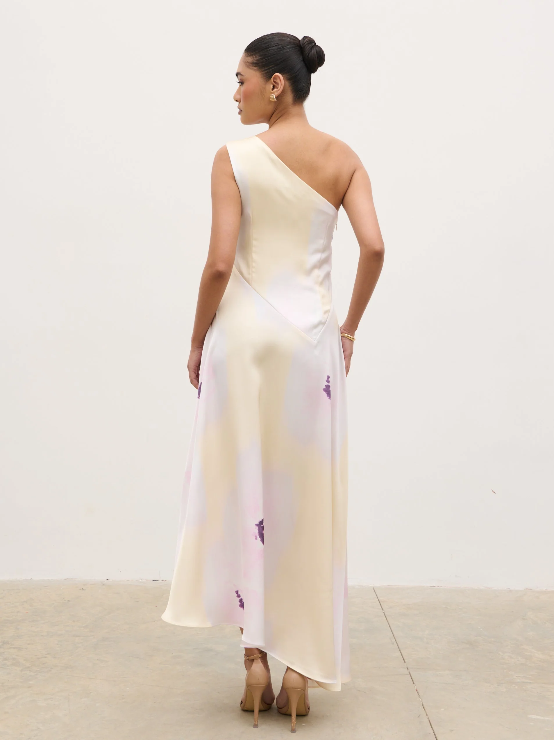 Ember One Shoulder Printed Midaxi Dress - Watercolour Poppy - Image 7