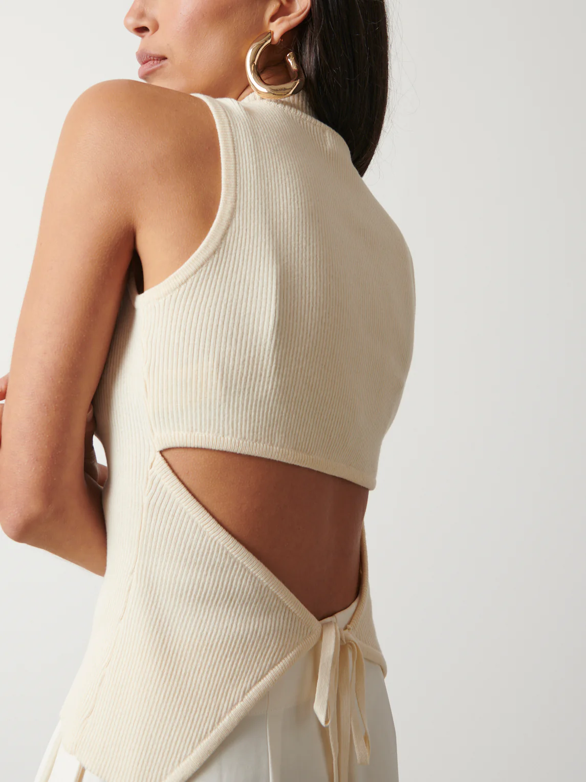 Eva Backless Knit Top - Cream - Image 2