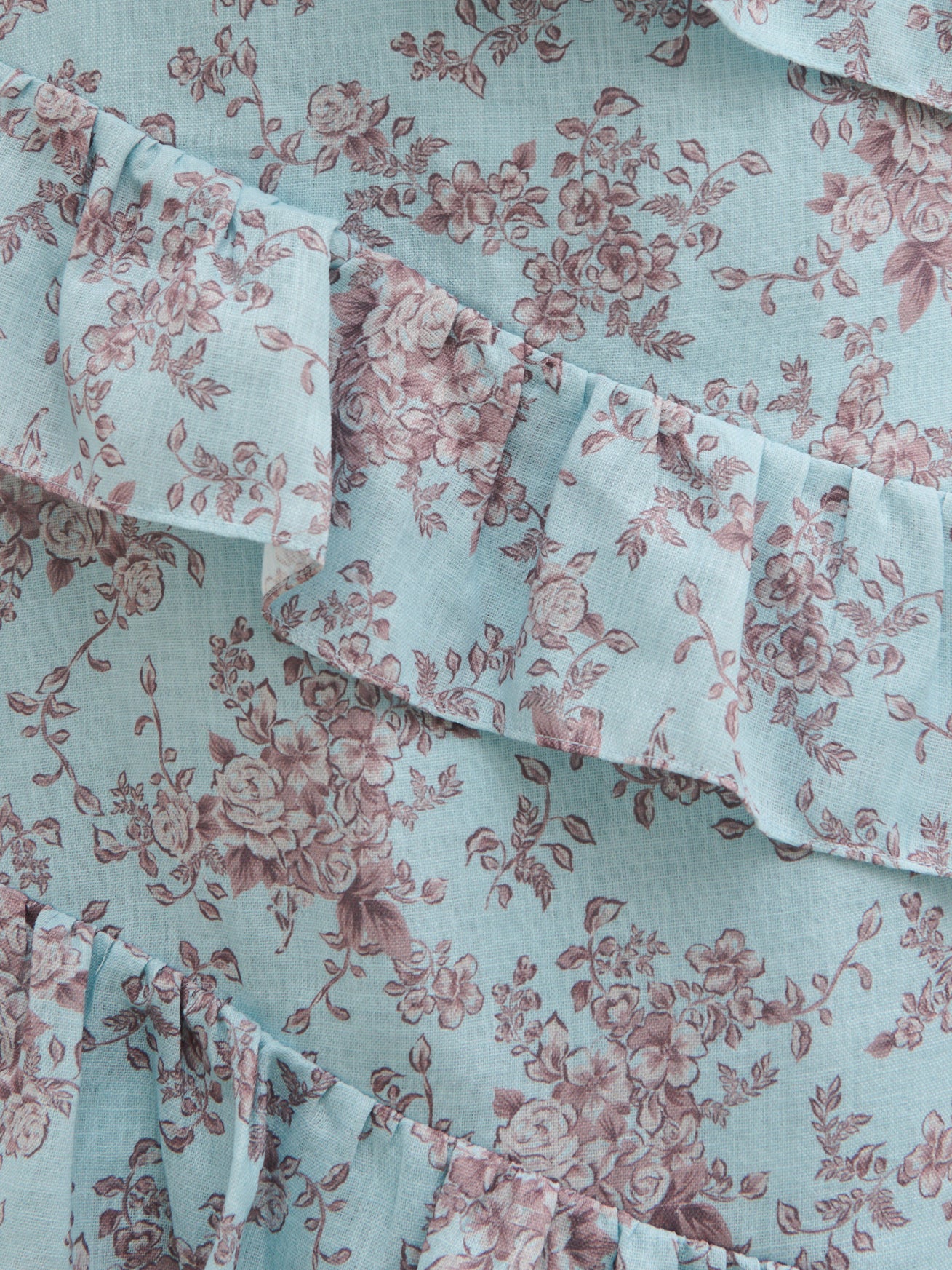 Fleur Tiered Frill One Shoulder Midaxi Dress - Seaspray and Brown Floral - Image 3