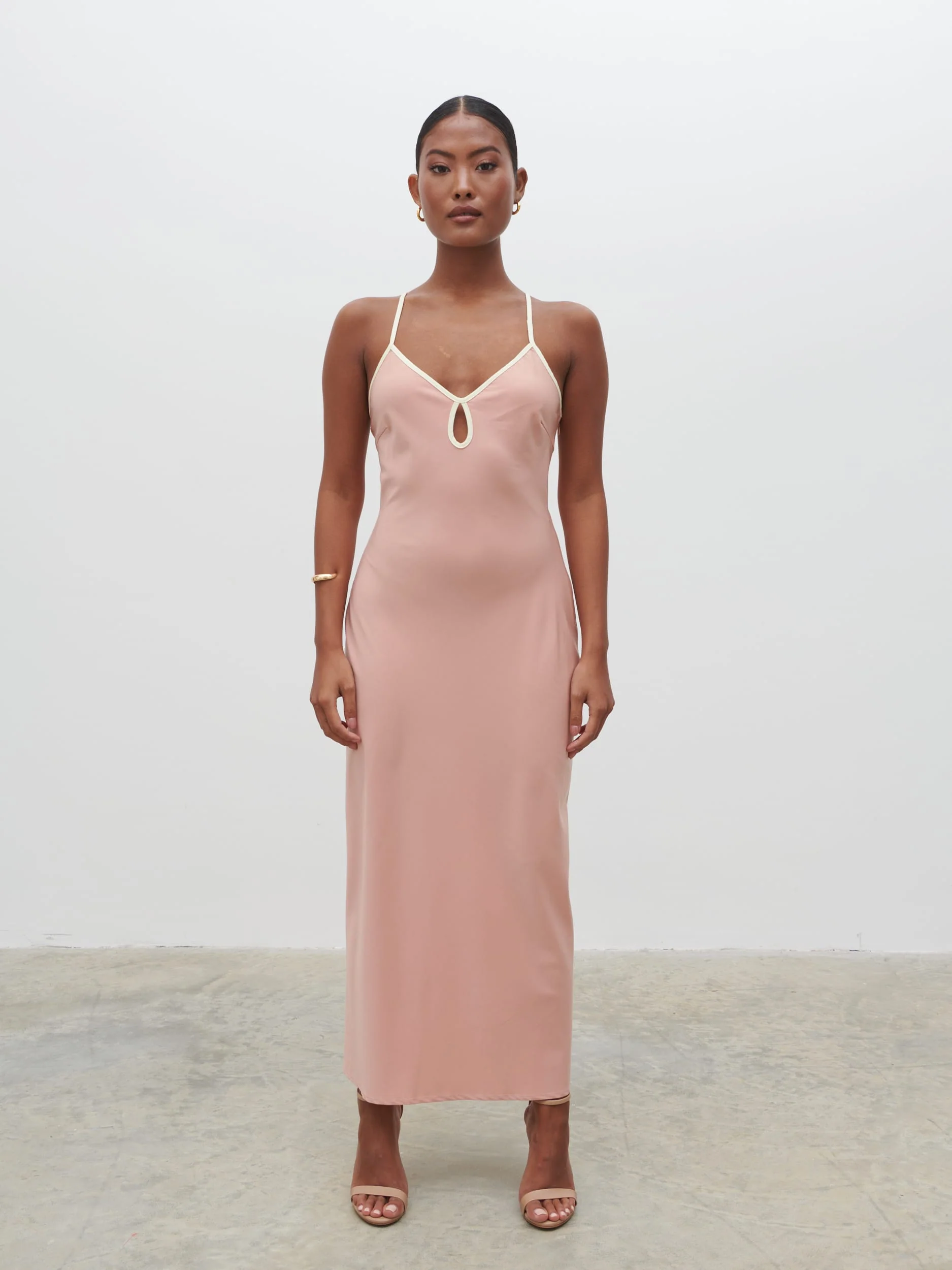 Harper Slip Midaxi Dress - Tan Blush and Butter - Image 6