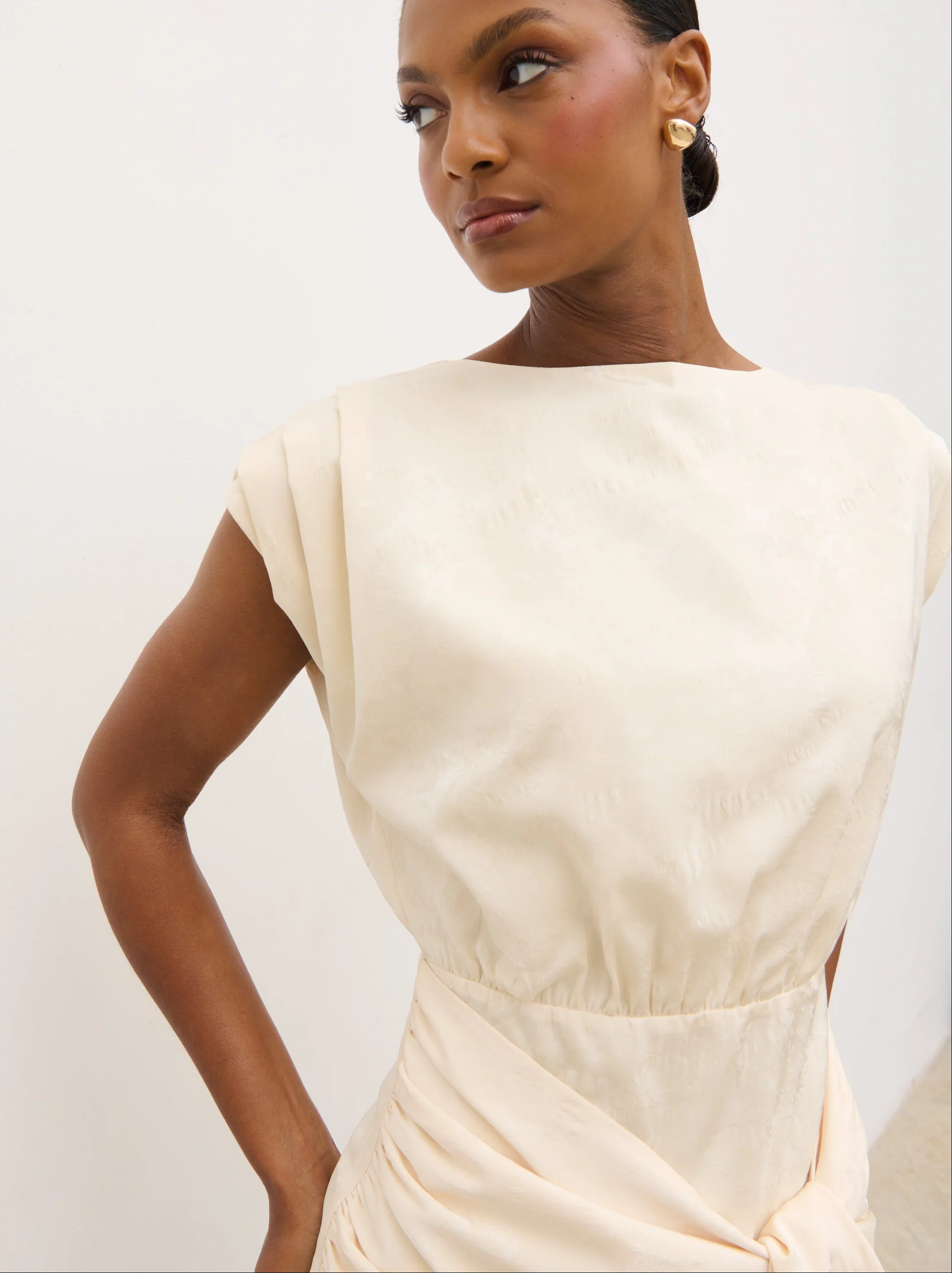 Hattie Jacquard Mini Fringed Dress - Cream - Image 5
