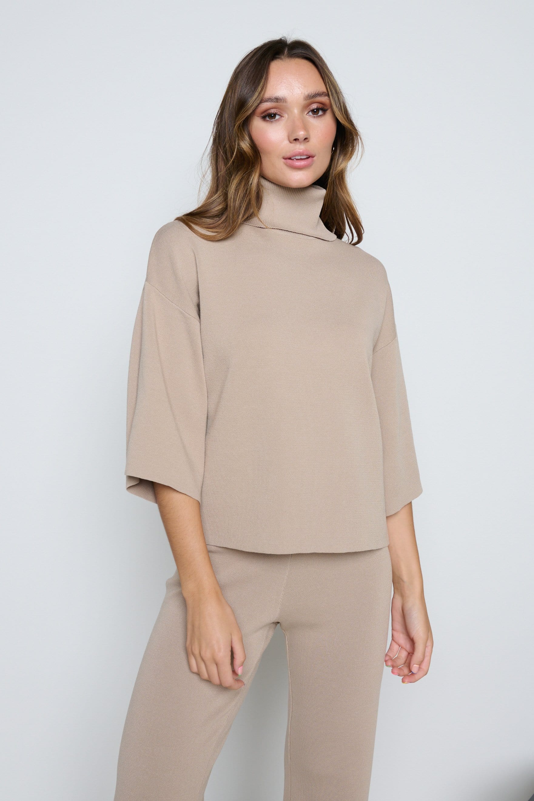 Hayden Kimono Sleeve Jumper - Beige - Image 3