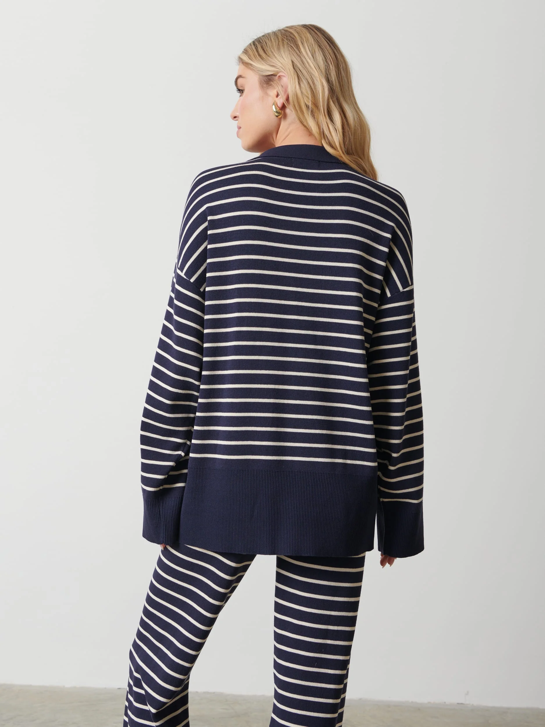 Hayden Striped Jumper - Navy and Cream - Image 3