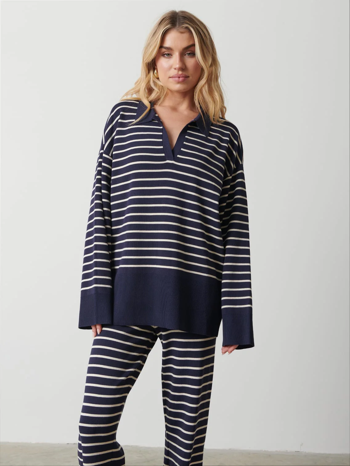Hayden Striped Jumper - Navy and Cream - Image 4