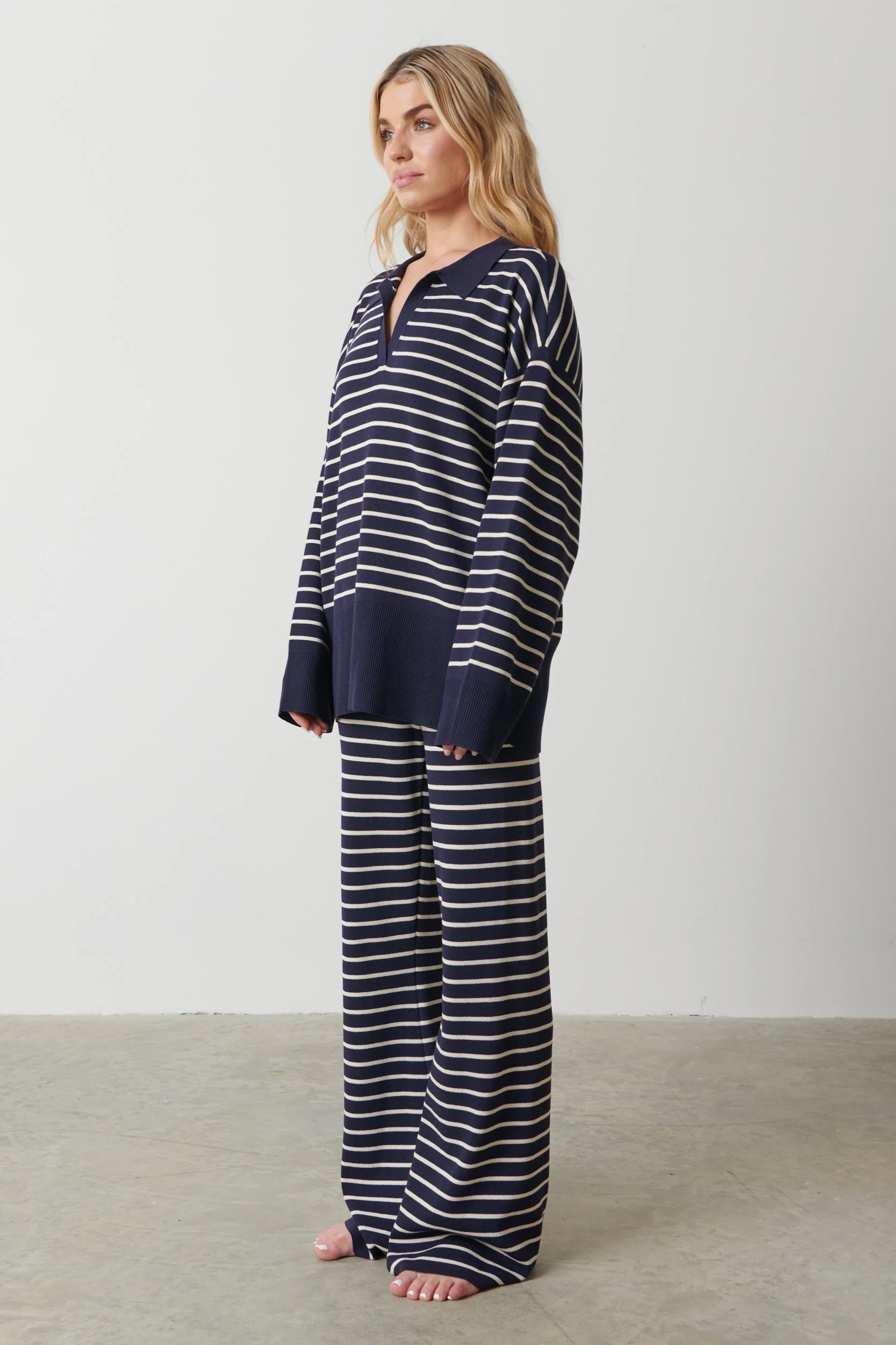 Hayden Striped Jumper - Navy and Cream - Image 5