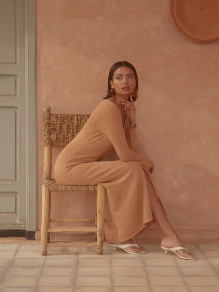 Hazel Knit Maxi Dress - Tan Blush - Image 7