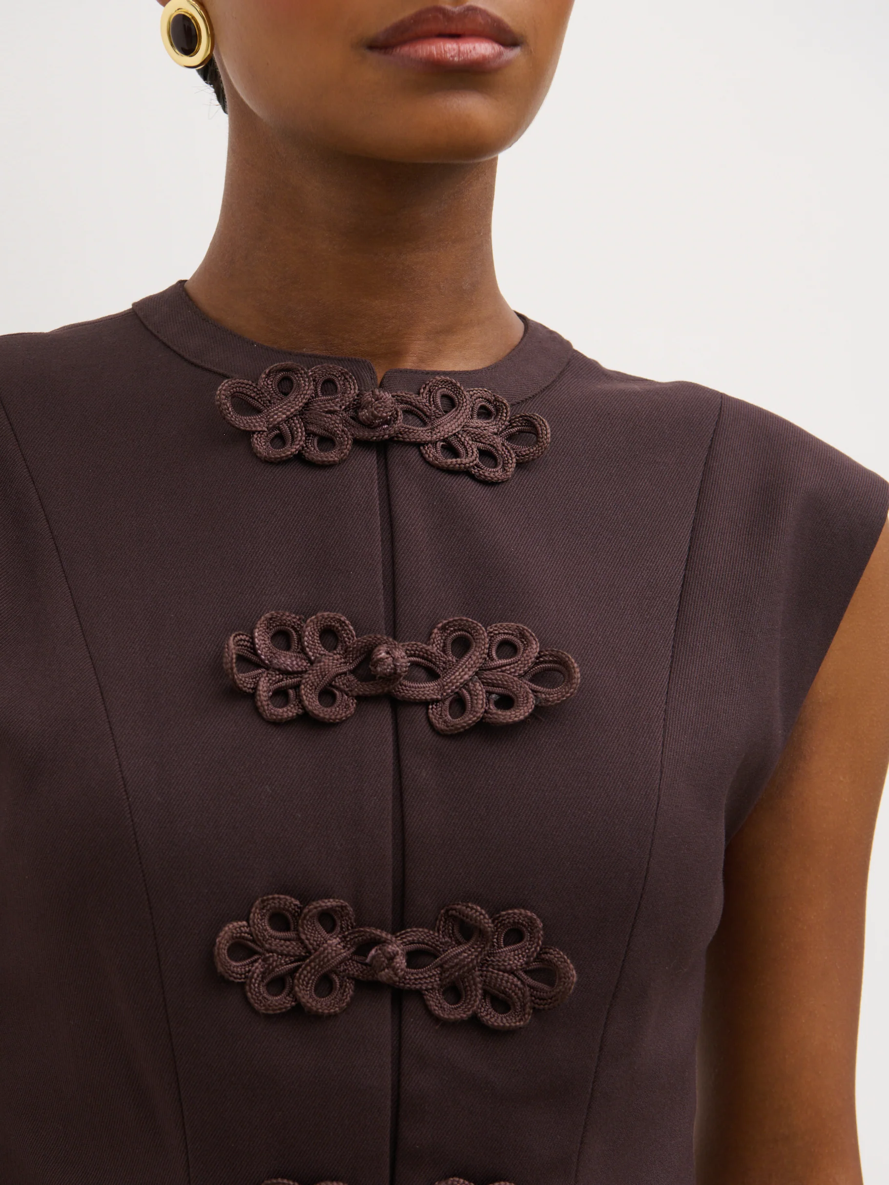 Hollyn Sleeveless Waistcoat - Brown - Image 5