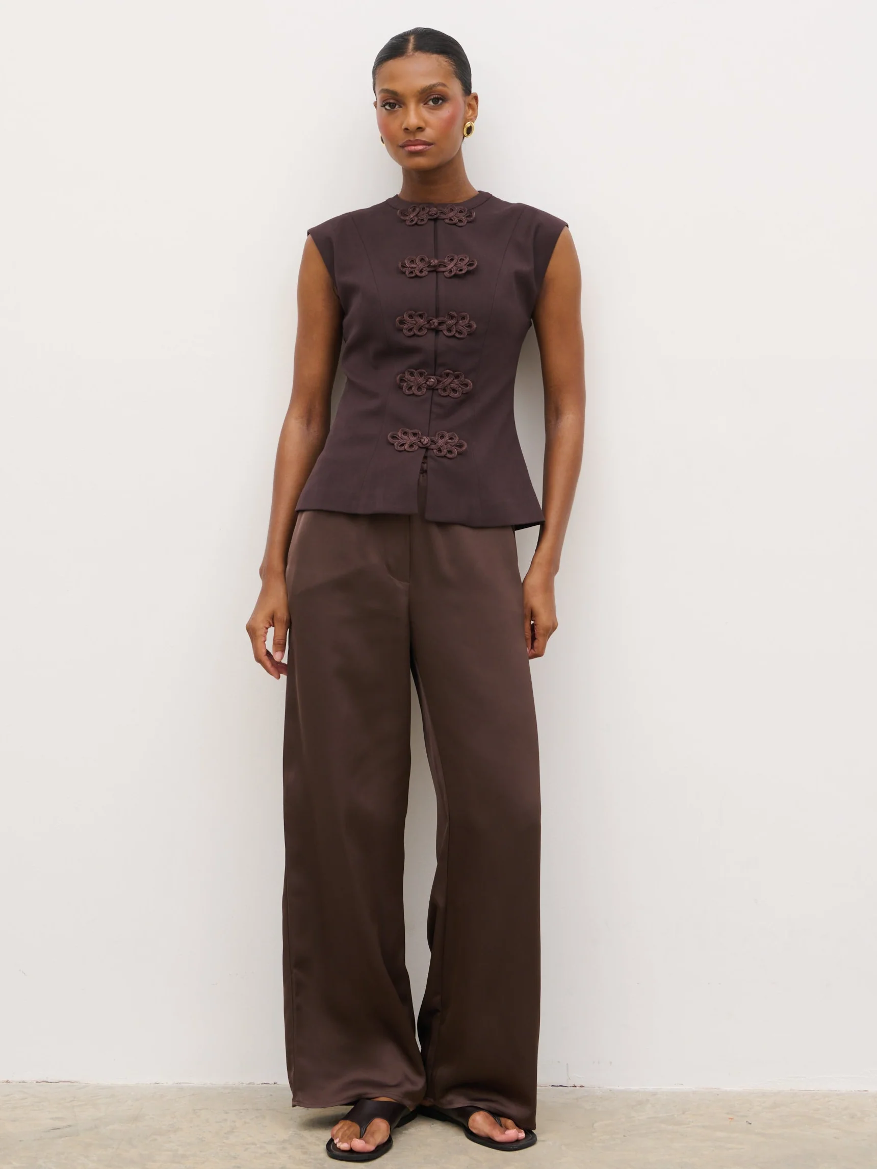Hollyn Sleeveless Waistcoat - Brown - Image 7