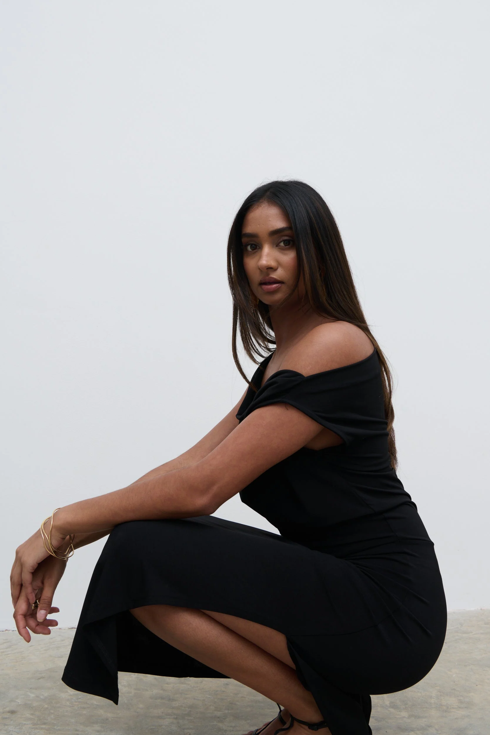 Janece Asymmetric Jersey Dress - Black - Image 5