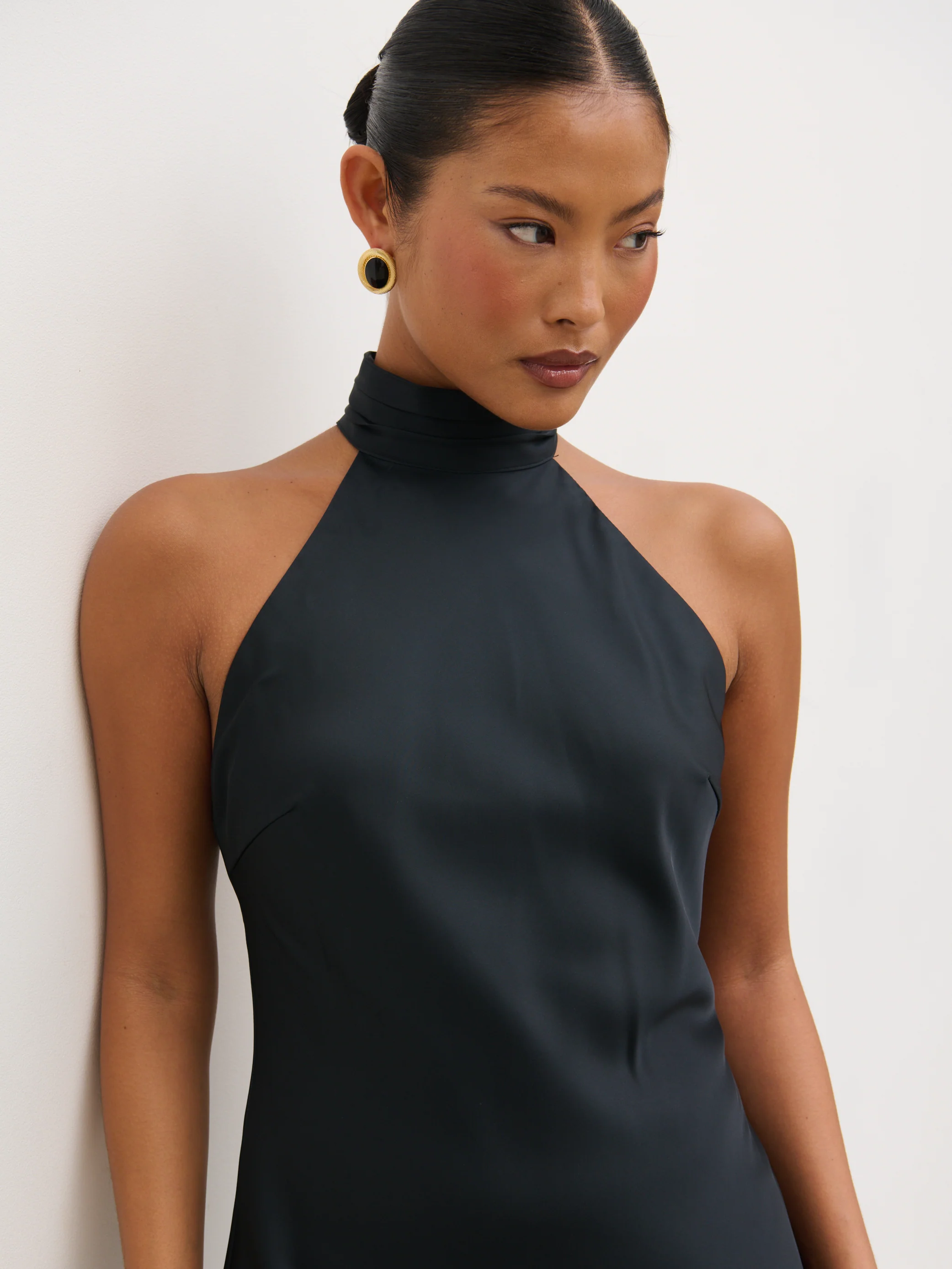 Kiara Halterneck Maxi Dress - Largescale Poppy Petal Gold - Image 4