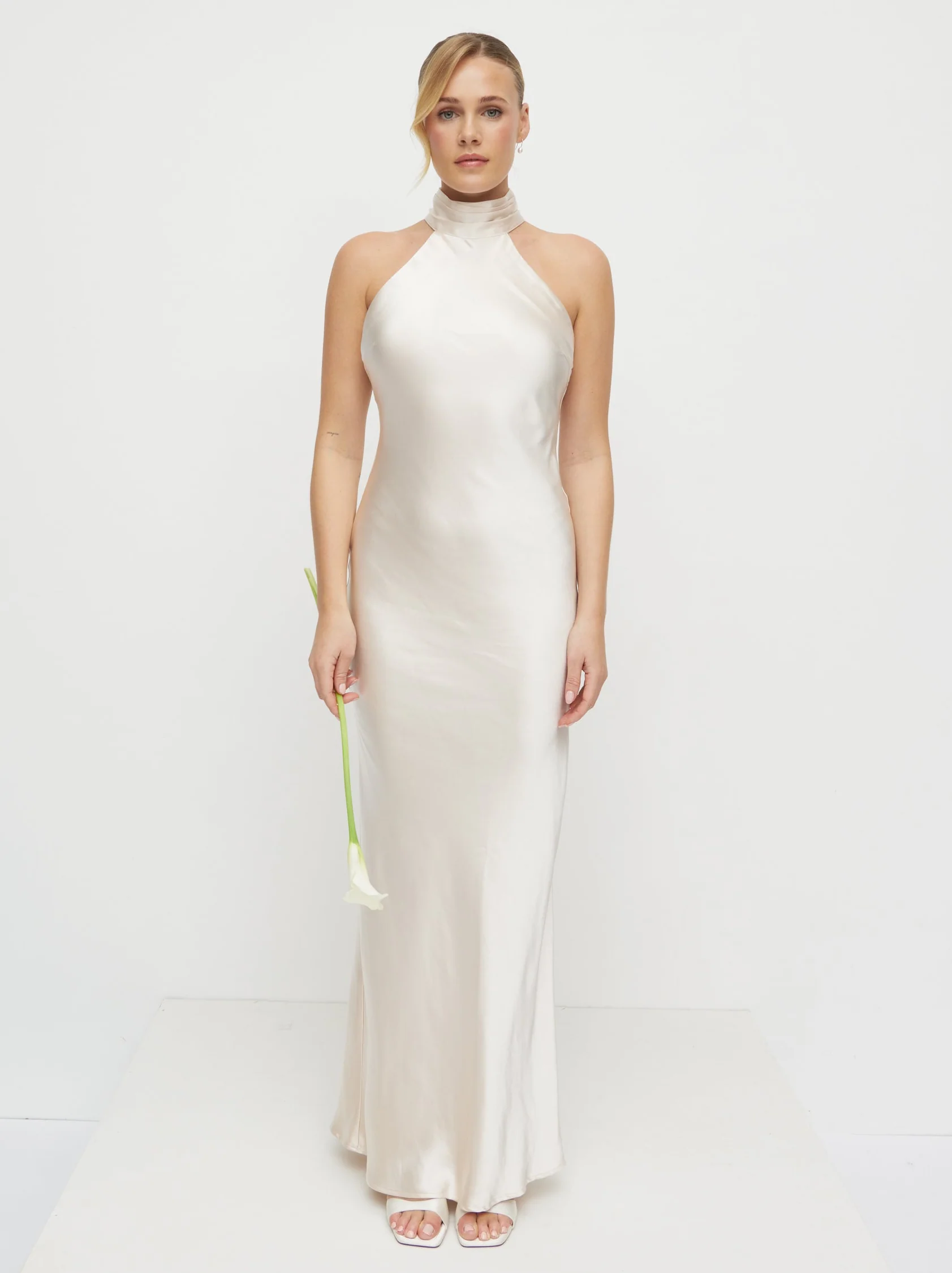 Kiara Satin Maxi Dress - Champagne - Image 2