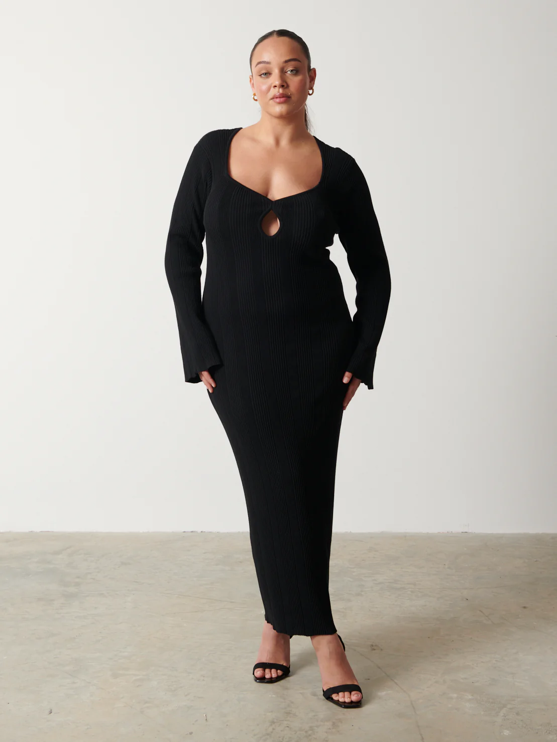 Lana Sweetheart Neck Knit Dress Curve - Black - Image 2