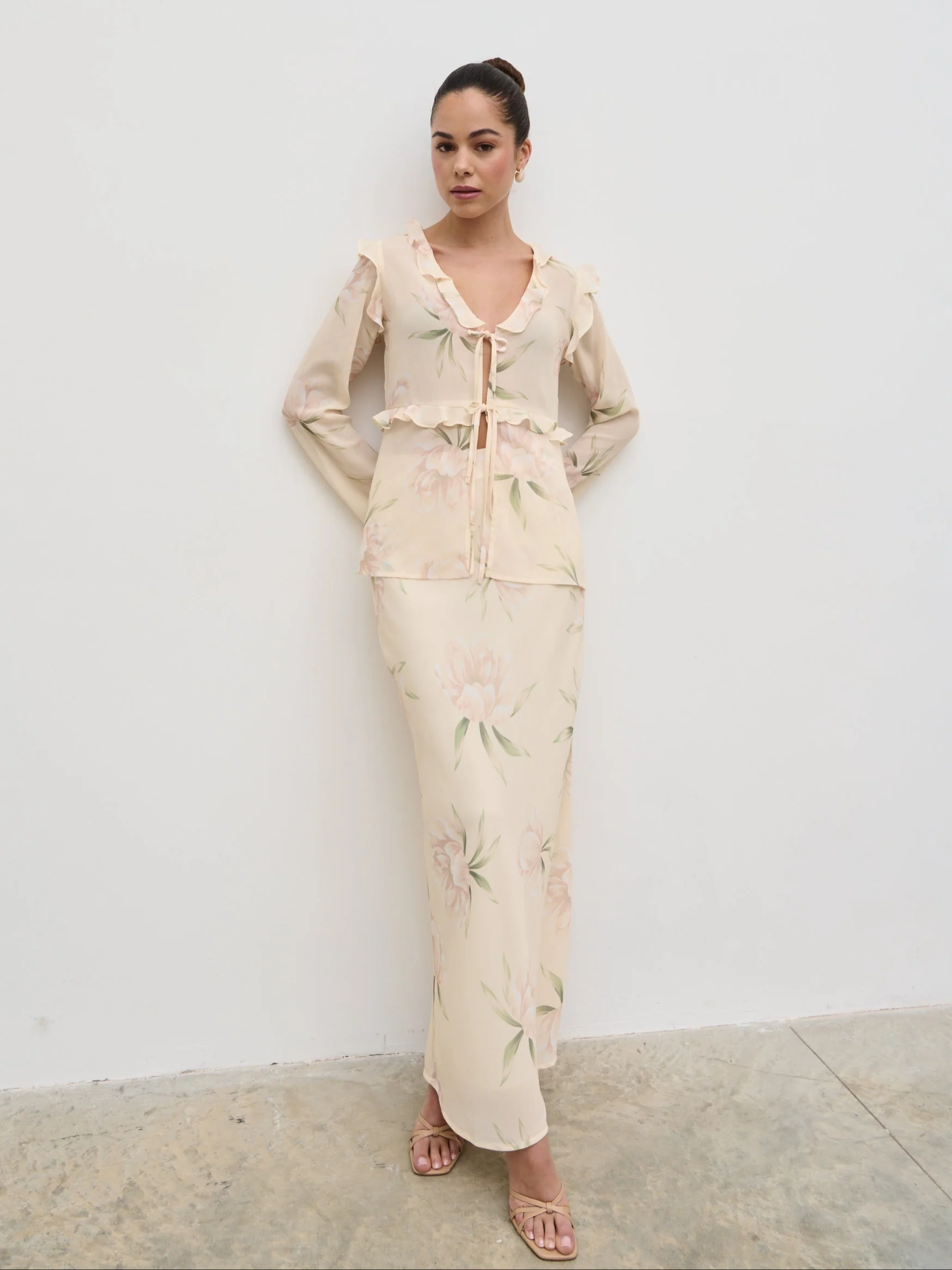 Leoni Maxi Skirt - Cream Floral