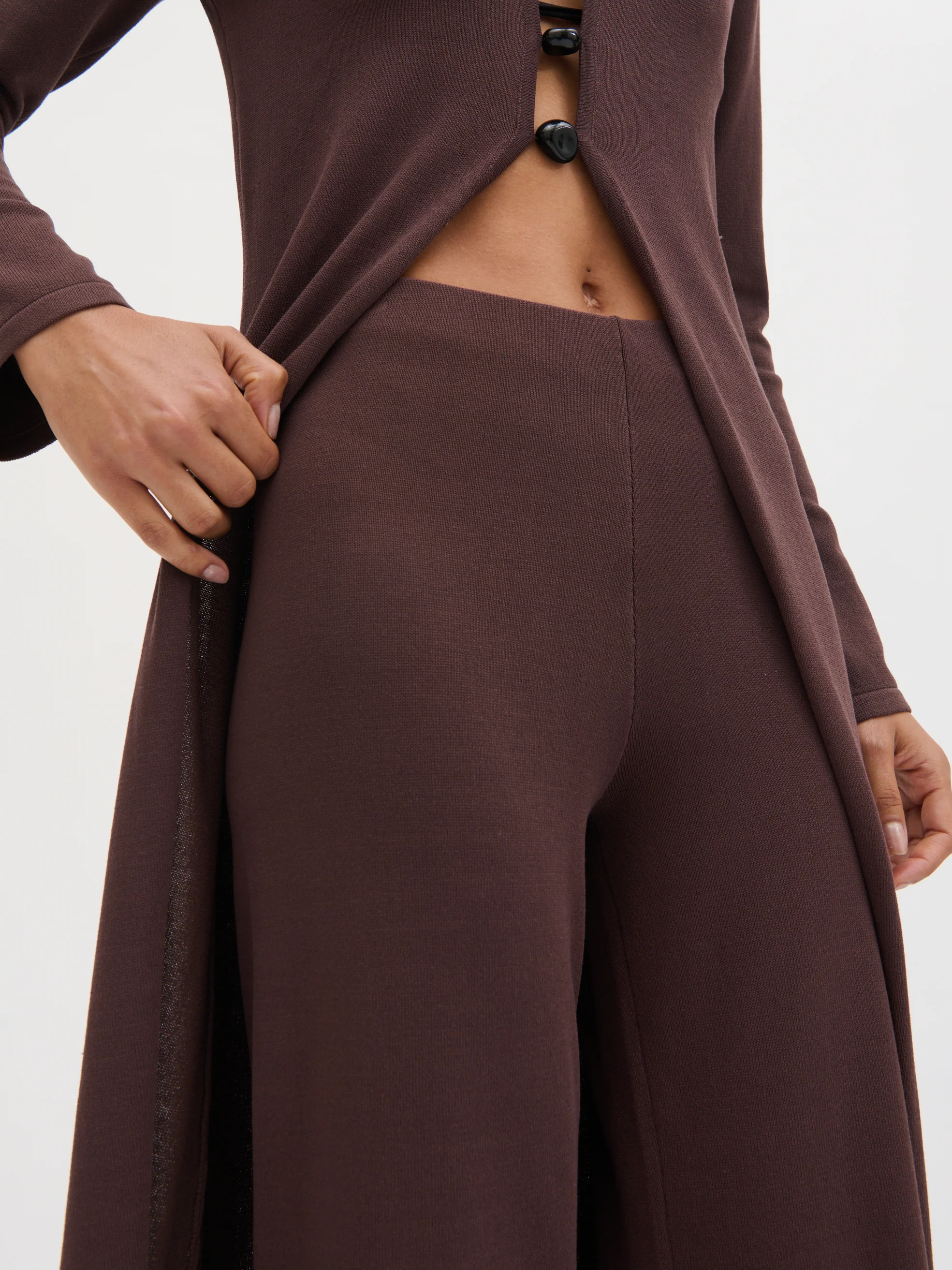 Maelle Slim Knit Trousers - Chocolate - Image 5