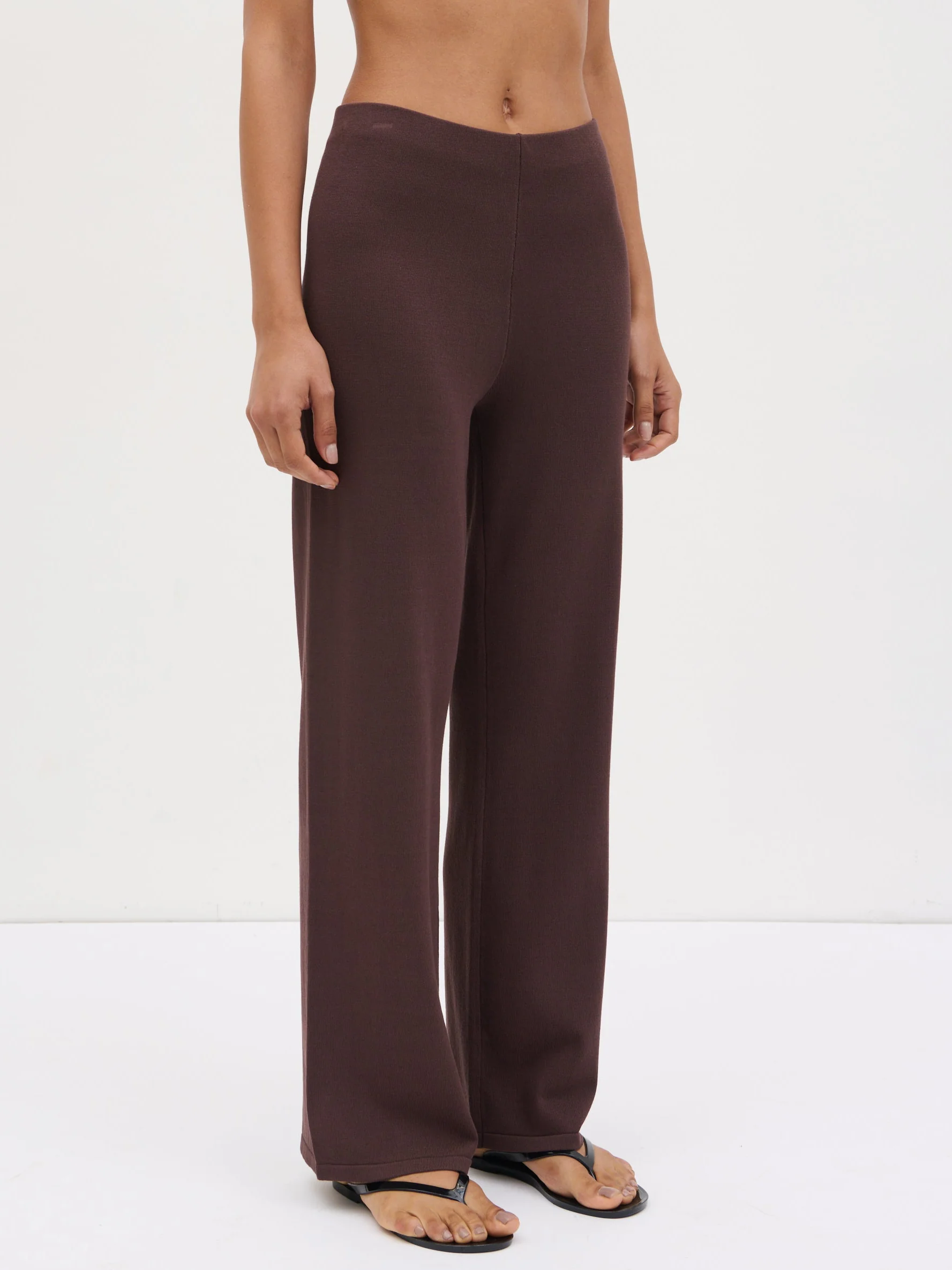 Maelle Slim Knit Trousers - Chocolate - Image 7