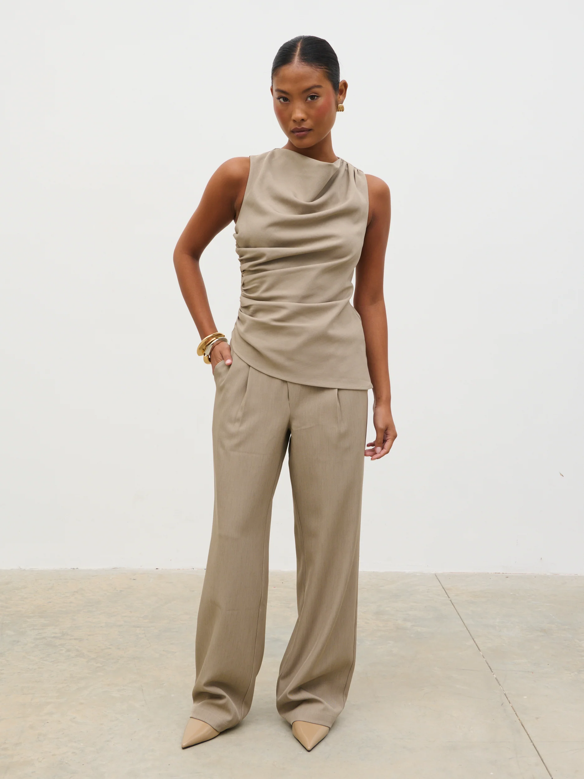 Maeve Ruched Top - Mushroom - Image 2