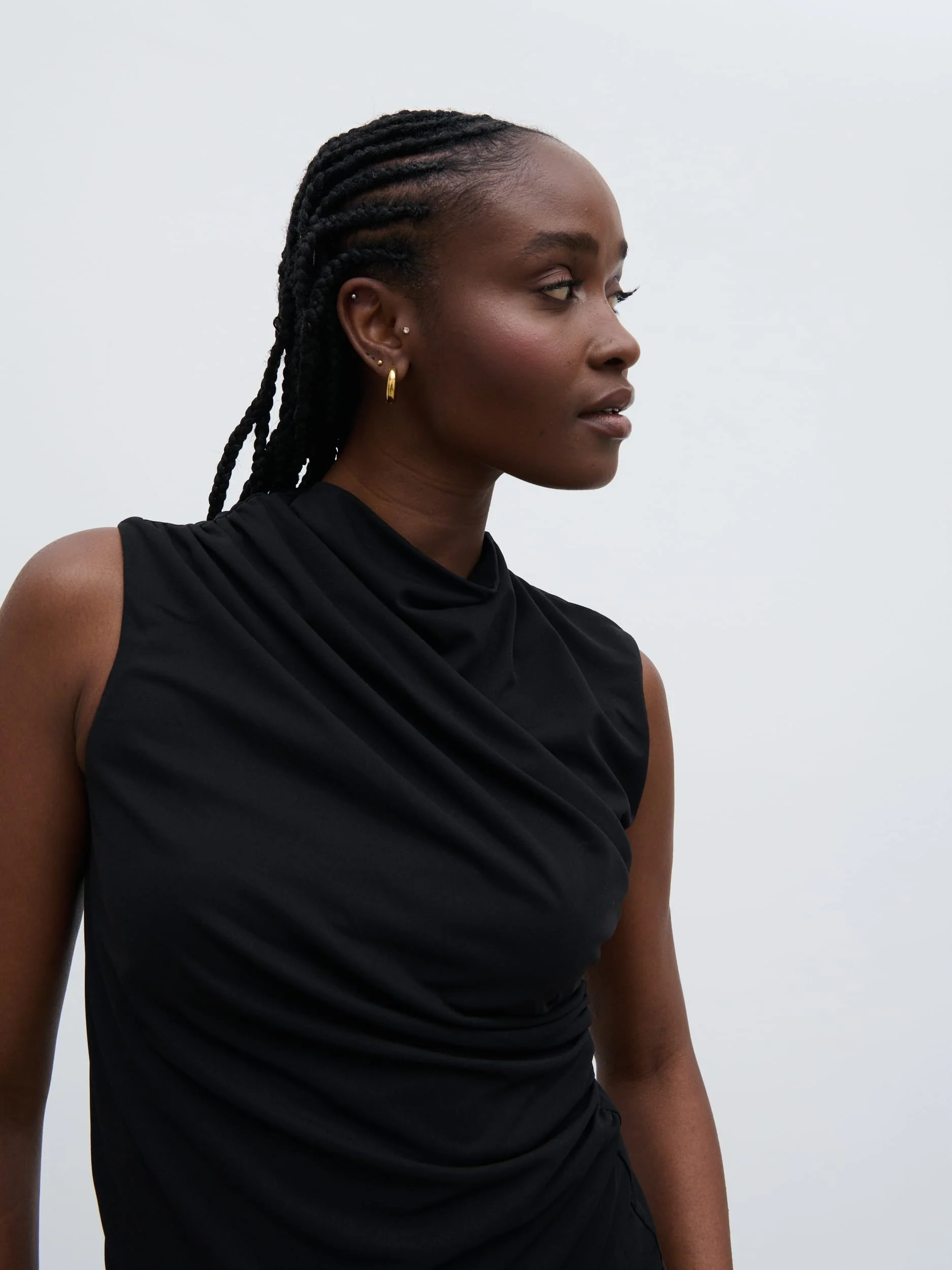Rhea Jersey Sleeveless Top - Black - Image 2