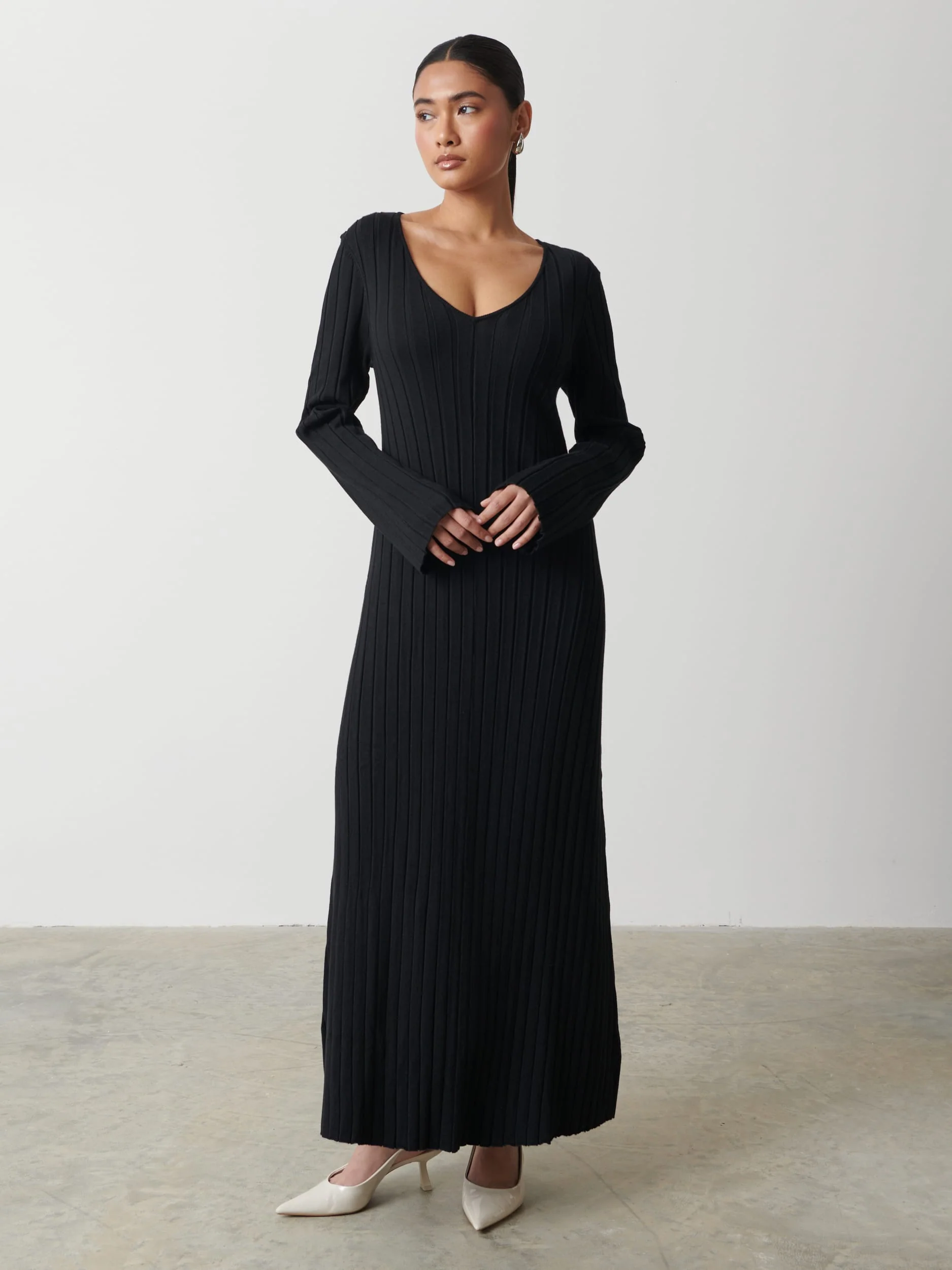 Scarlett Tie Knit Dress - Black - Image 2