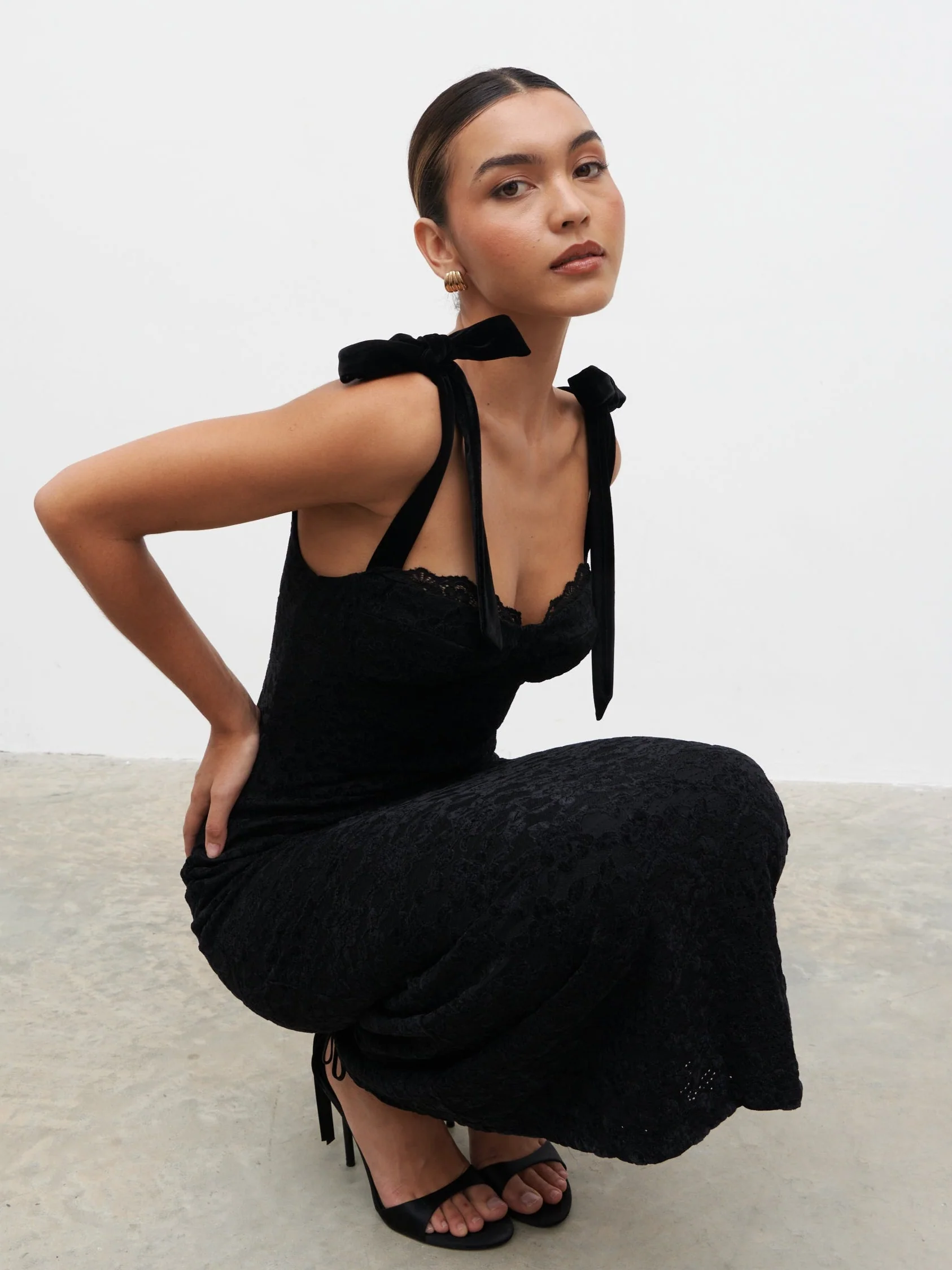 Serephina Lace Midaxi Dress - Black