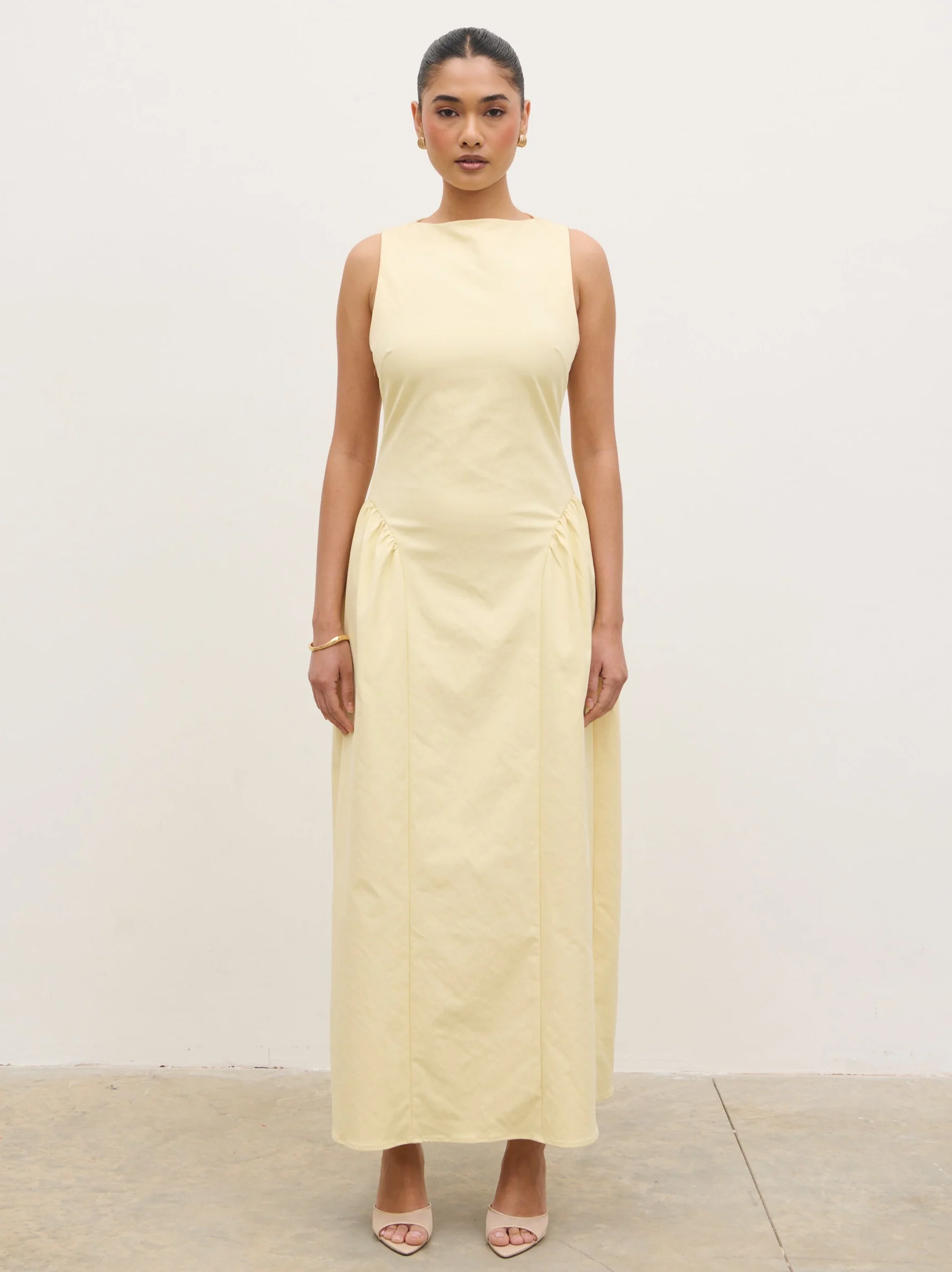 Sylvie Slash Neck Midaxi Dress - Lemon - Image 8
