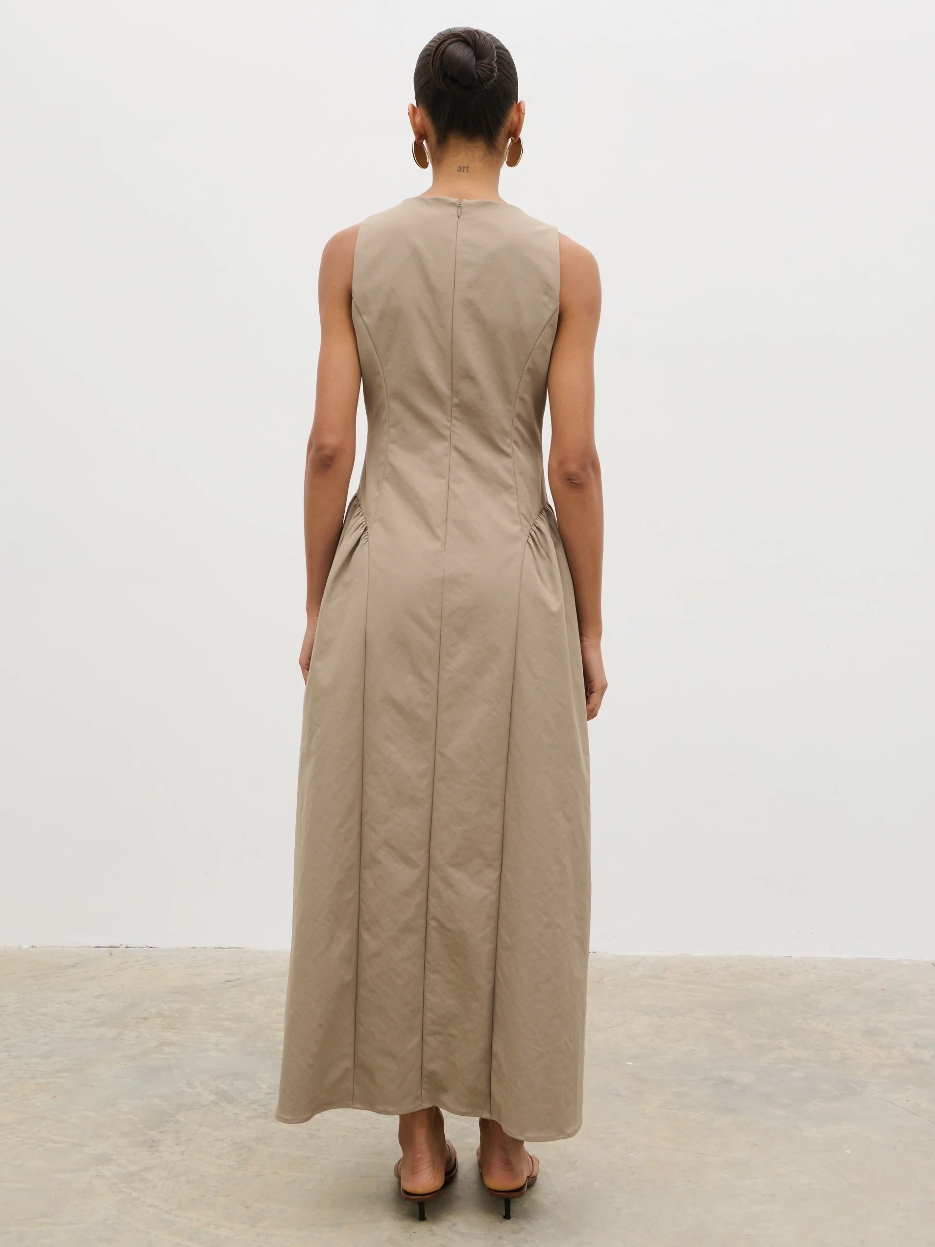 Sylvie Slash Neck Midaxi Dress - Taupe - Image 6