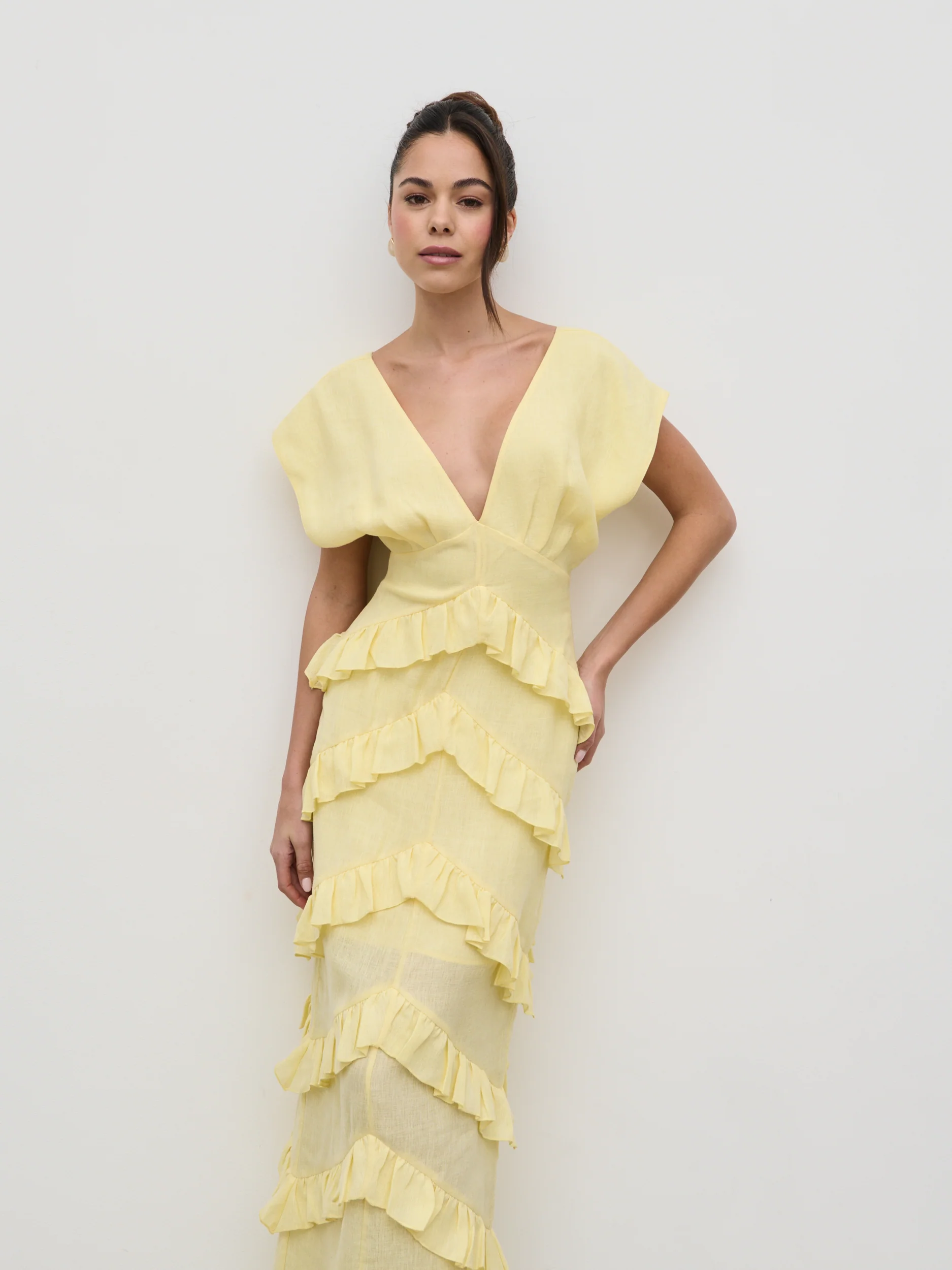 Tamsin Ruffle Dress - Lemon