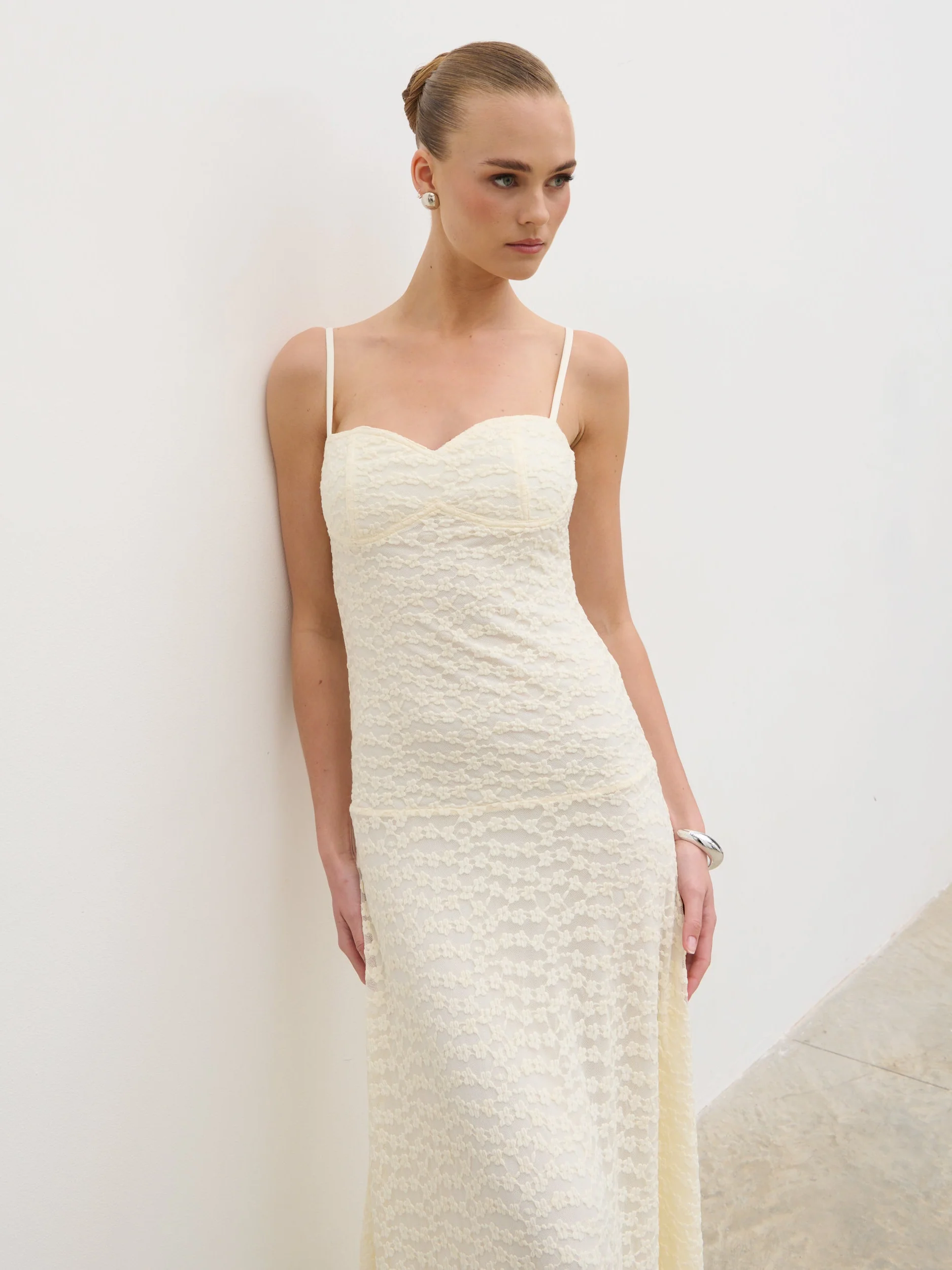 Verity Floral Maxi Dress - Cream - Image 3