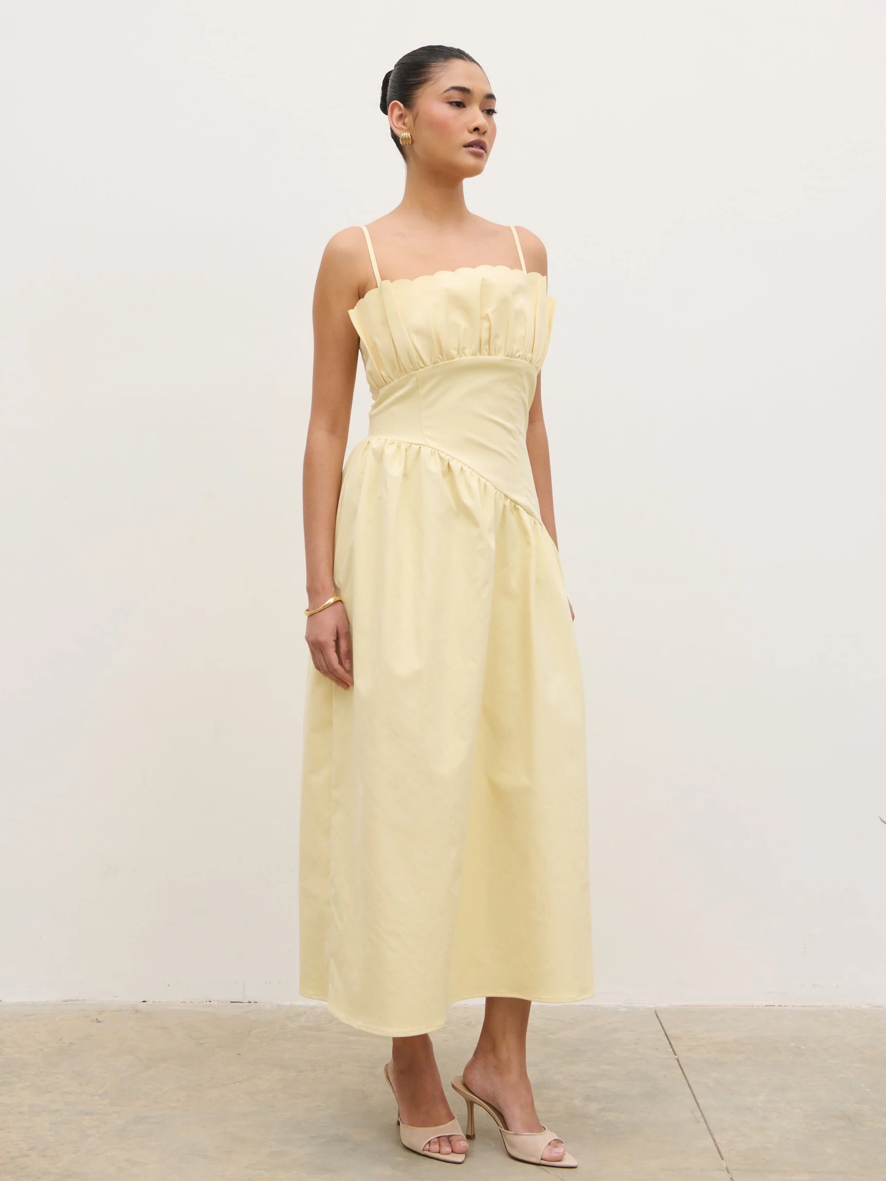 Zaria Corset Detail Midaxi Dress - Lemon - Image 4